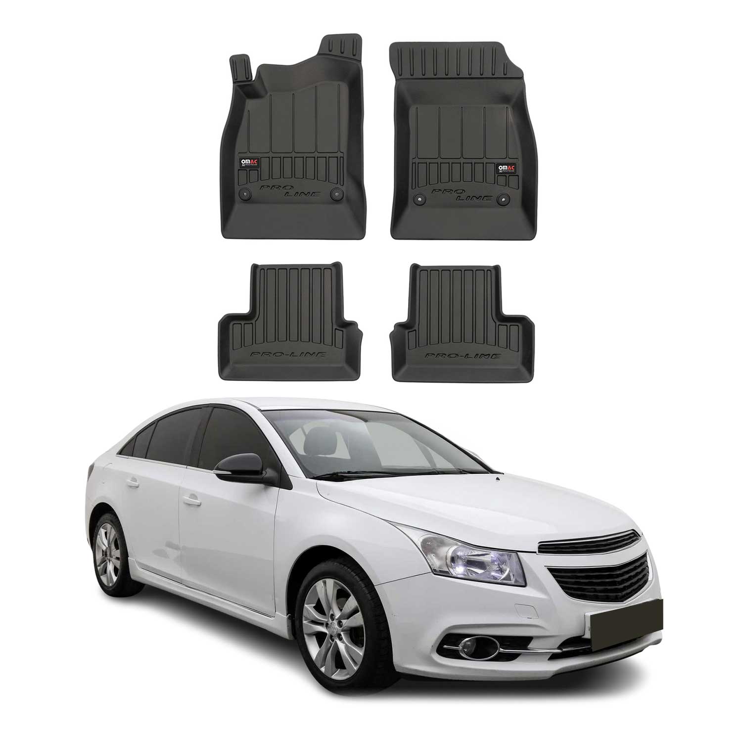 OMAC Tapis de sol en caoutchouc pour Chevrolet Cruze 2009-2023 Noir Premium