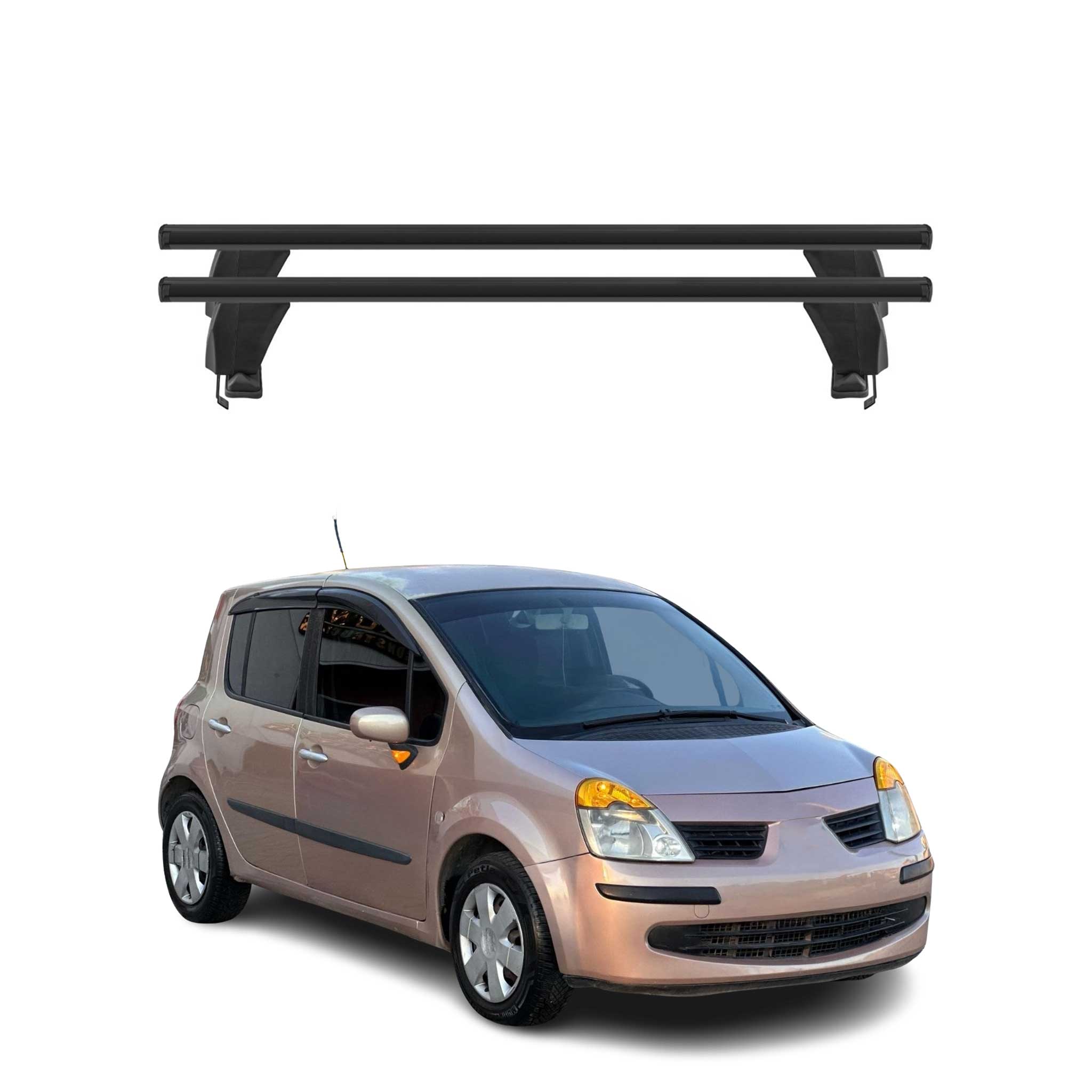 Barres de toit transversales pour Renault Modus 2004-2013 Alu Noir 2x