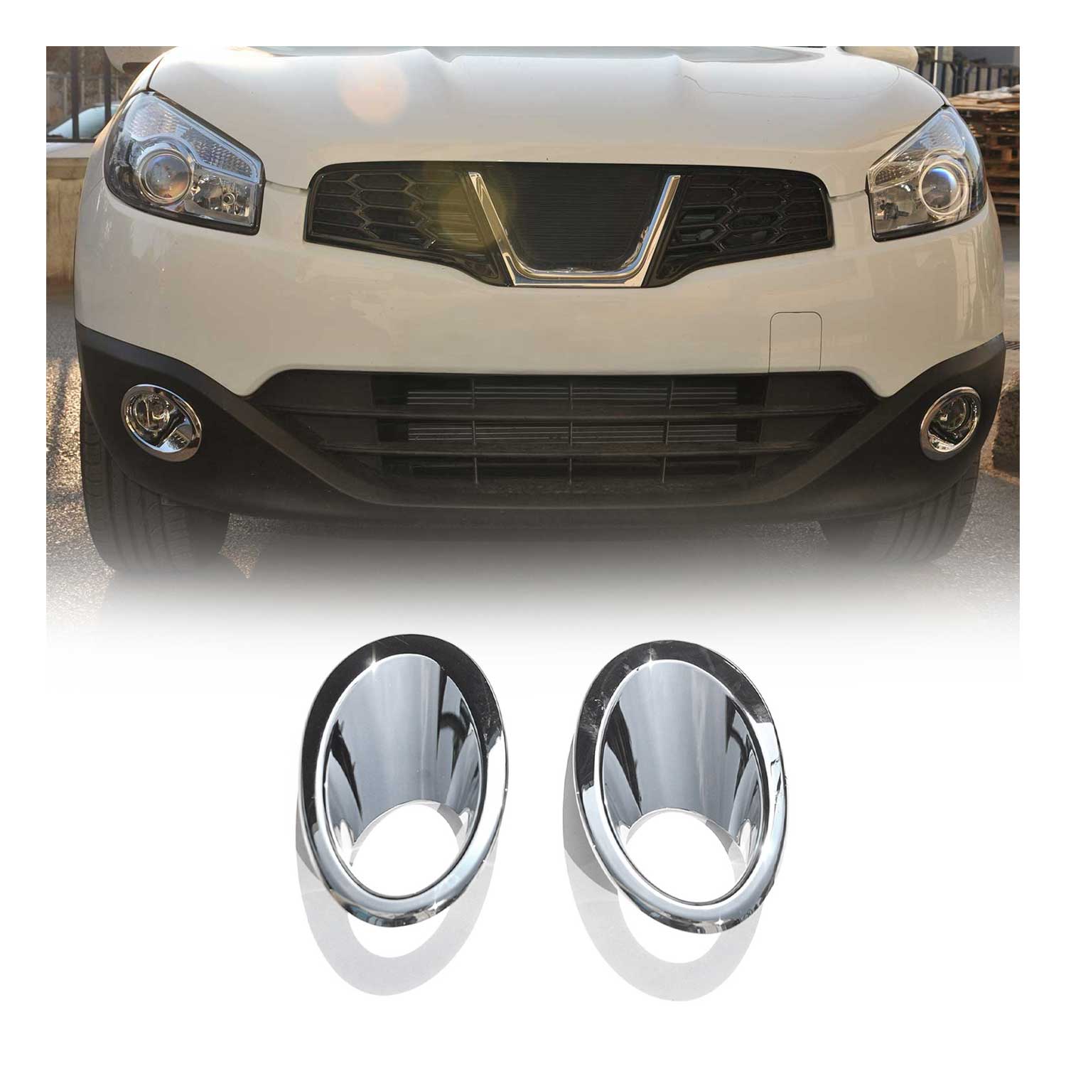 Cadres de Phare Antibrouillard avant Nissan Qashqai +2 2008-2014 en ABS Chromé