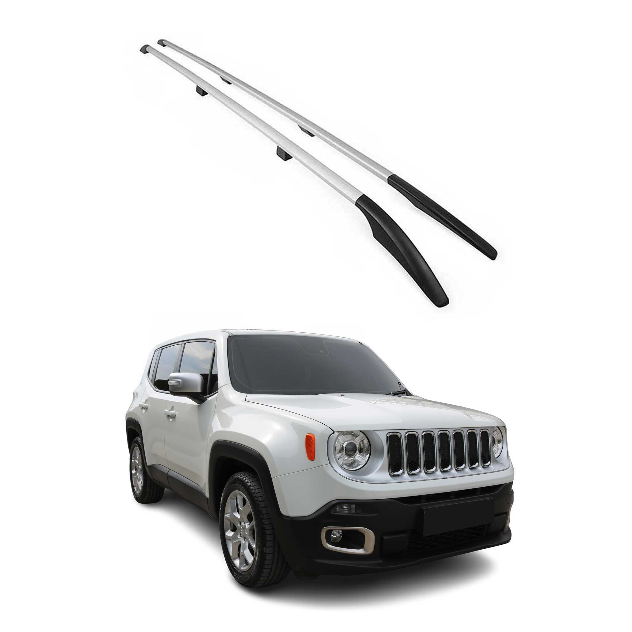 Barres de toit longitudinales pour Jeep Renegade 2014-2024 Aluminium Gris