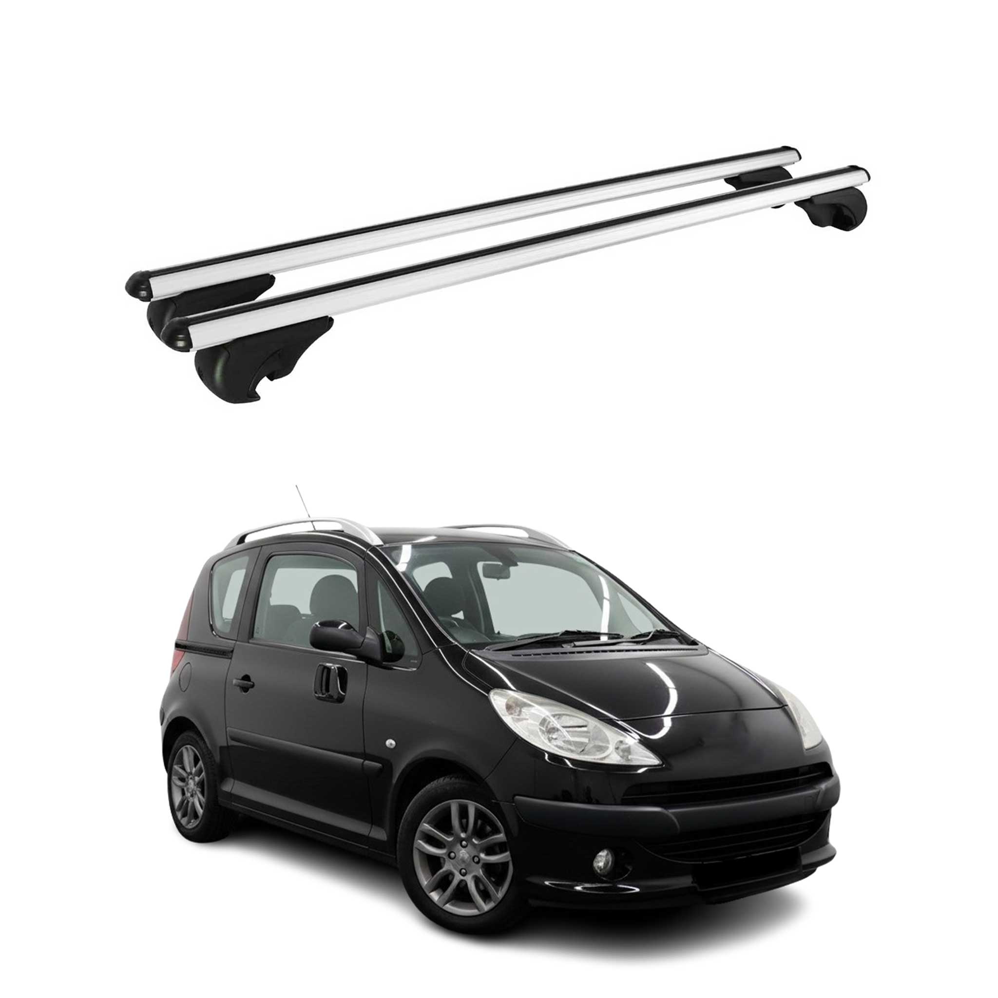 Barres de toit Transversales pour Peugeot 1007 2004-2009 TÜV Aluminium Gris 2Pcs