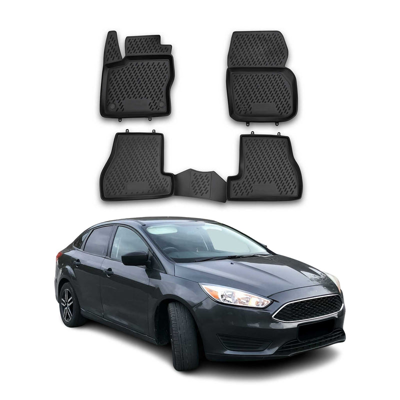 OMAC Tapis de sol pour Ford Focus mk3 2011-2018 sur mesure en caoutchouc Noir