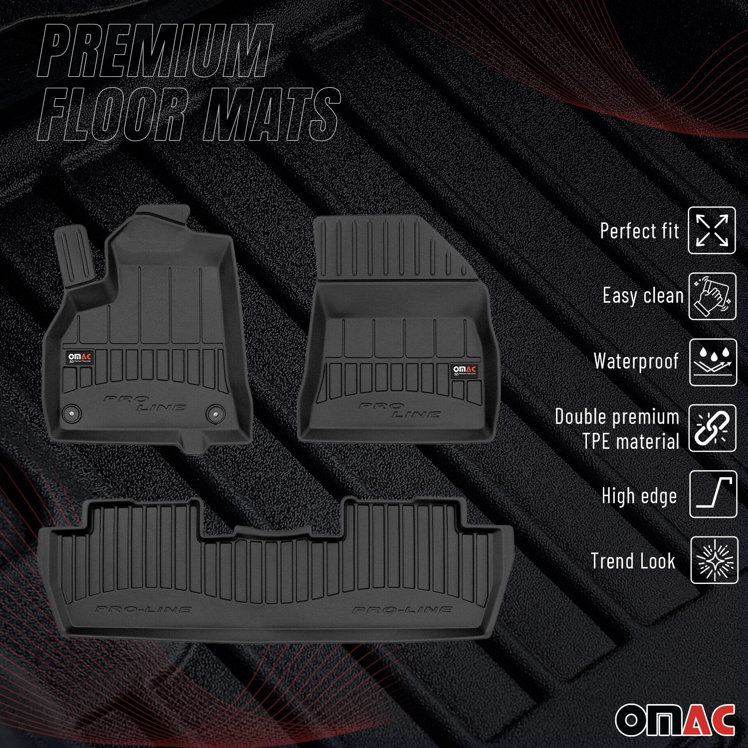 Tapis de Sol pour Peugeot 5008 2009-2017 Caoutchouc TPE Noir