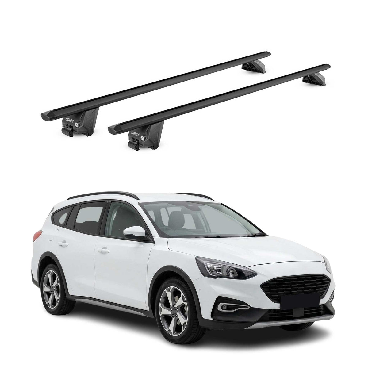 Barres de toit transversales pour Ford Focus IV Active 2019-2025 Alu Noir 2x ABE