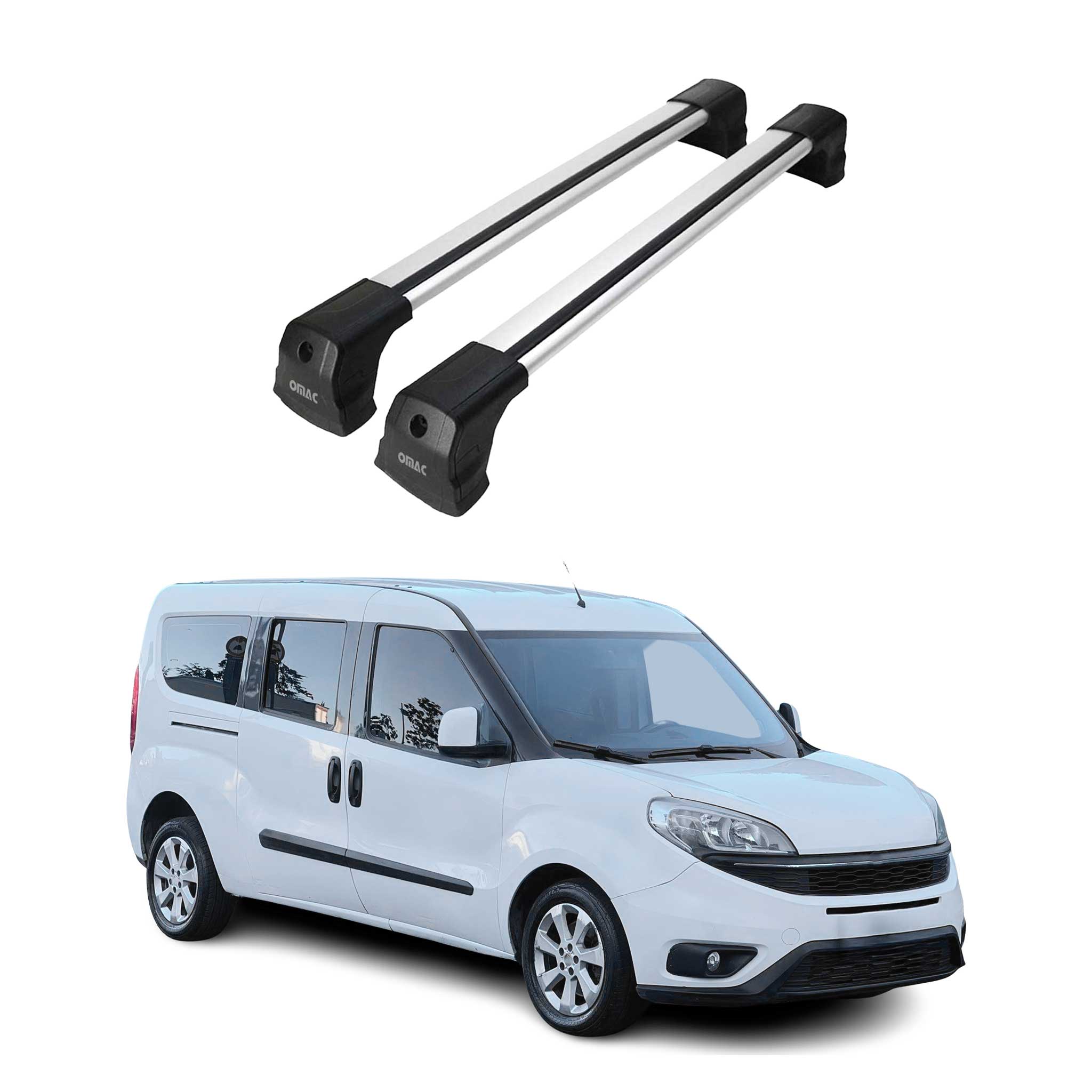 Barres de toit transversales pour Fiat Doblo 2010-2021 Aluminium Gris 2x