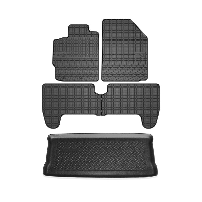 Kit Tapis de sol et coffre pour Toyota Yaris 2000-2005 HB TPE Noir