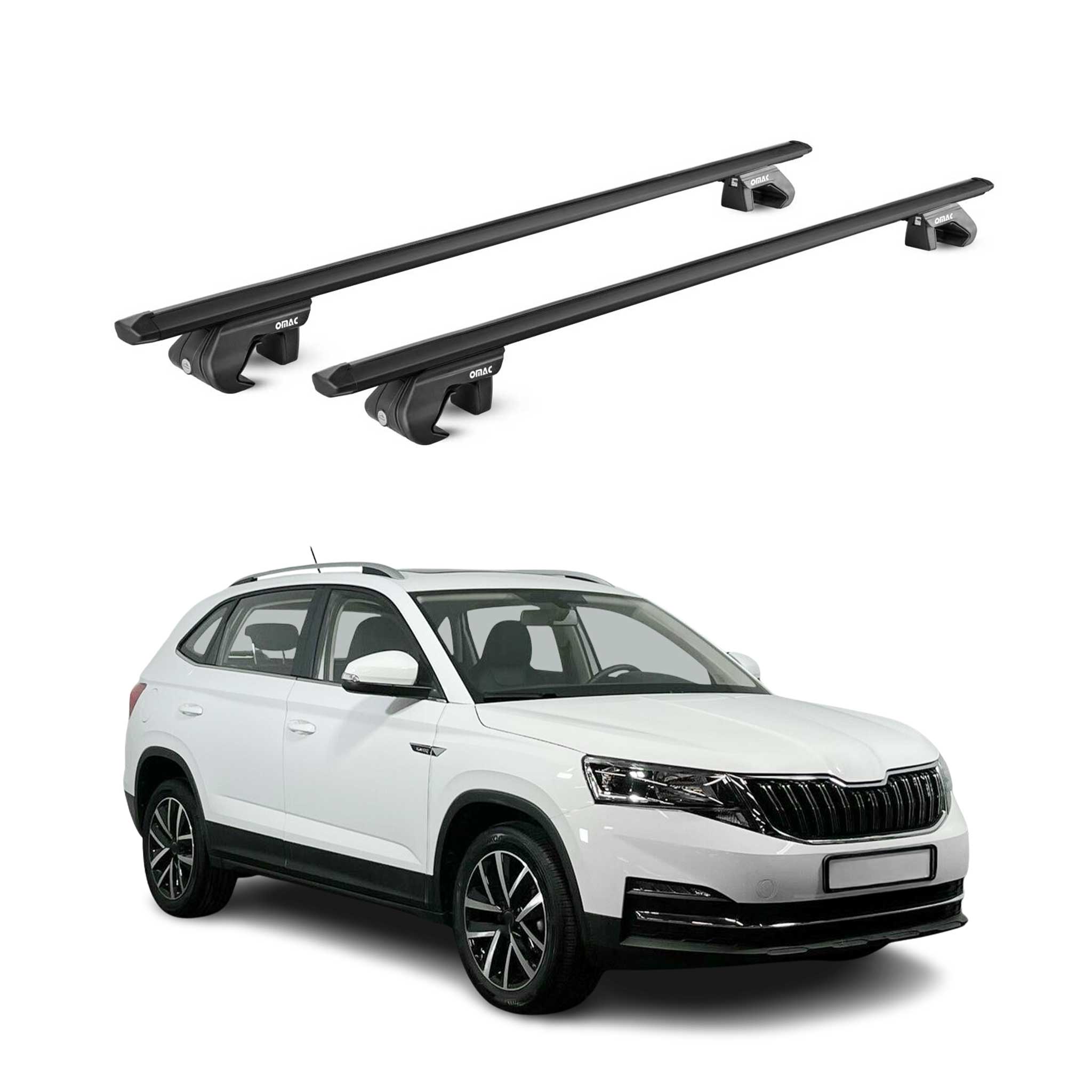 Barres de toit transversales pour Skoda Kamiq 2019-2026 Aluminium Noir 2x ABE