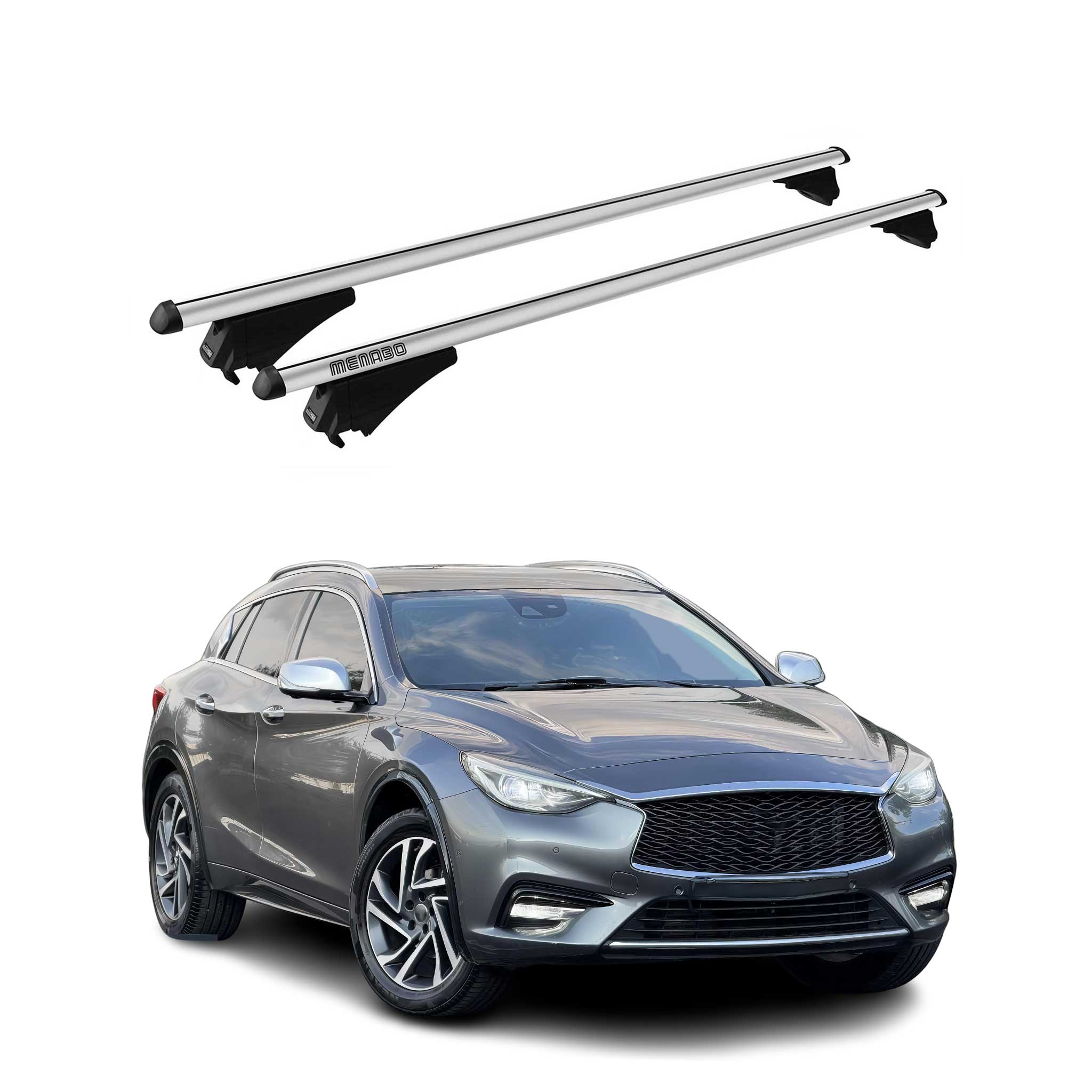 Tiger Barres de toit transversales pour Infiniti Q30 2015-2019 Aluminium Gris 2x