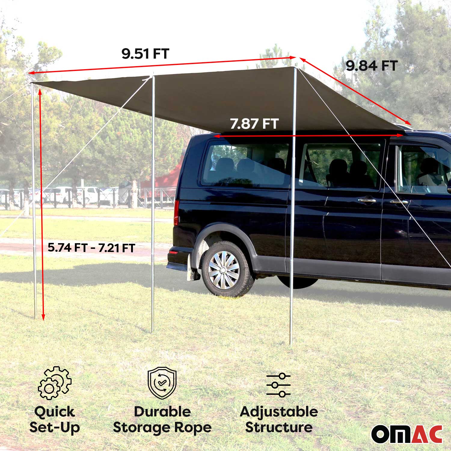Rail d'auvent toit + tente camping pour VW T5 T6 Multivan Caravelle 2003-2025