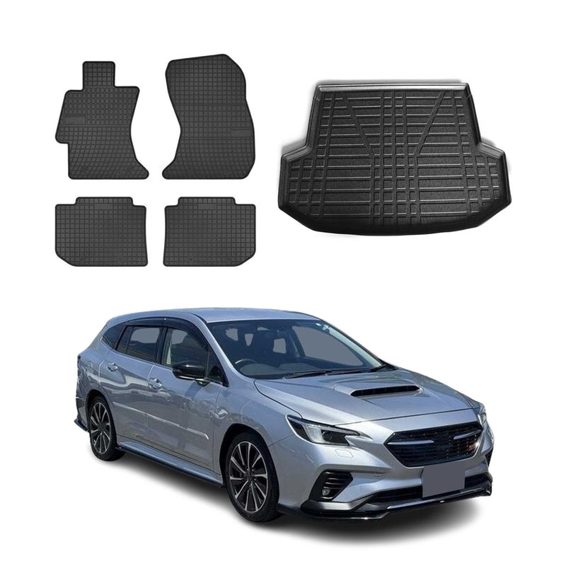 Kit Tapis de sol et coffre pour Subaru Levorg 2014-2024 TPE Noir