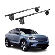 Barres de toit transversales acier pour Volvo C40 2022-2026 TÜV 75 kg Noir 2Pcs
