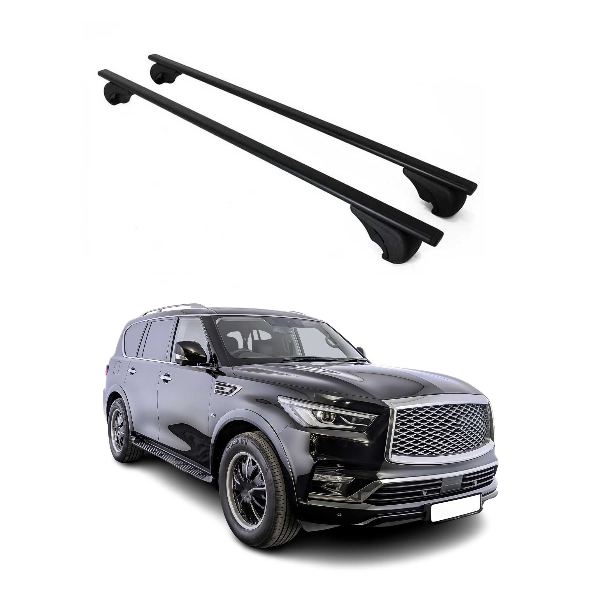 Barres de toit Transversales pour Infiniti QX80 2015-2018 Fer Noir