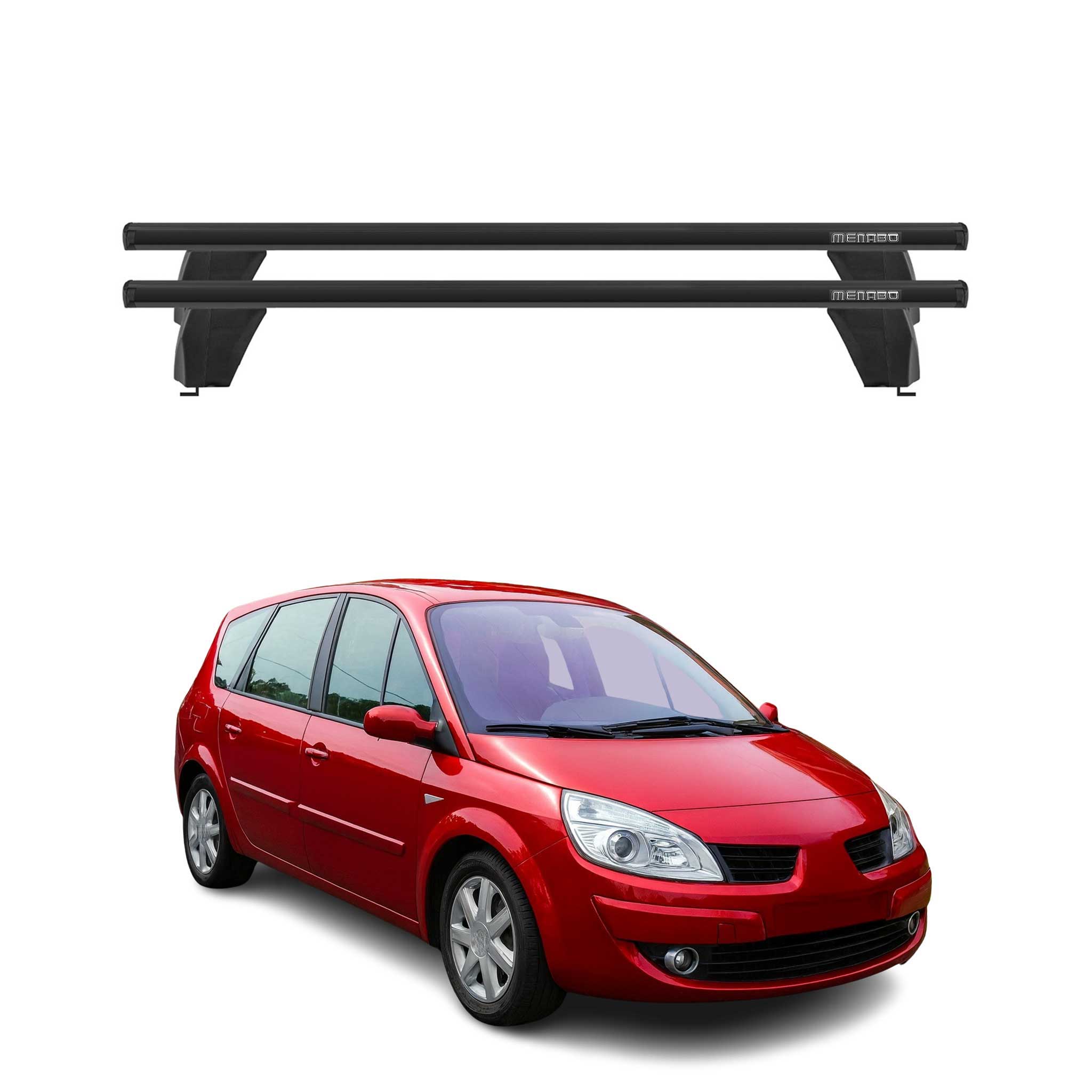 Menabo Barres de toit Transversales pour Renault Grand Scenic II 2003-2008 Noir