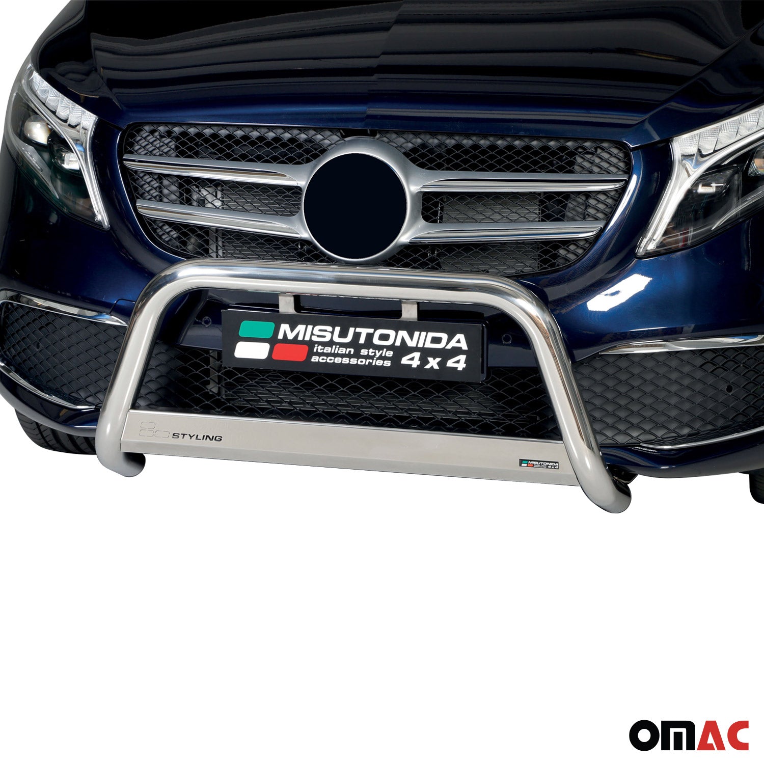 Pare-buffle Avant pour Mercedes Classe V 2020-2026 63mm Acier Inoxydable Argent