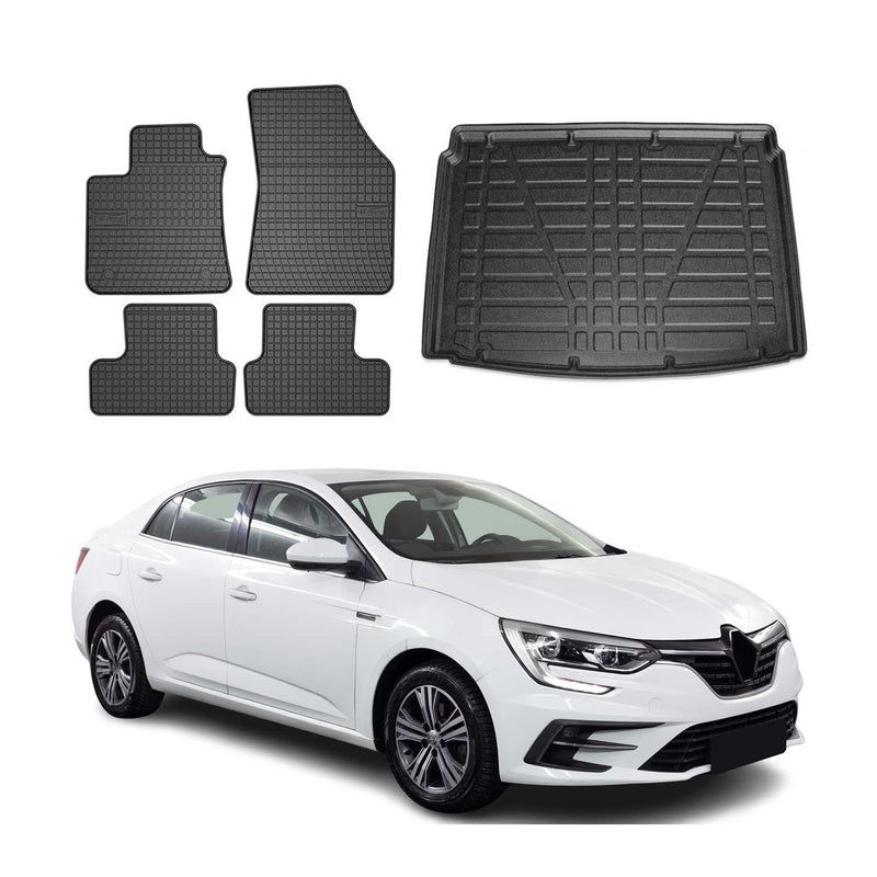 Kit Tapis de sol et coffre pour Renault Kadjar 2015-2024 Cabine Allongée Noir