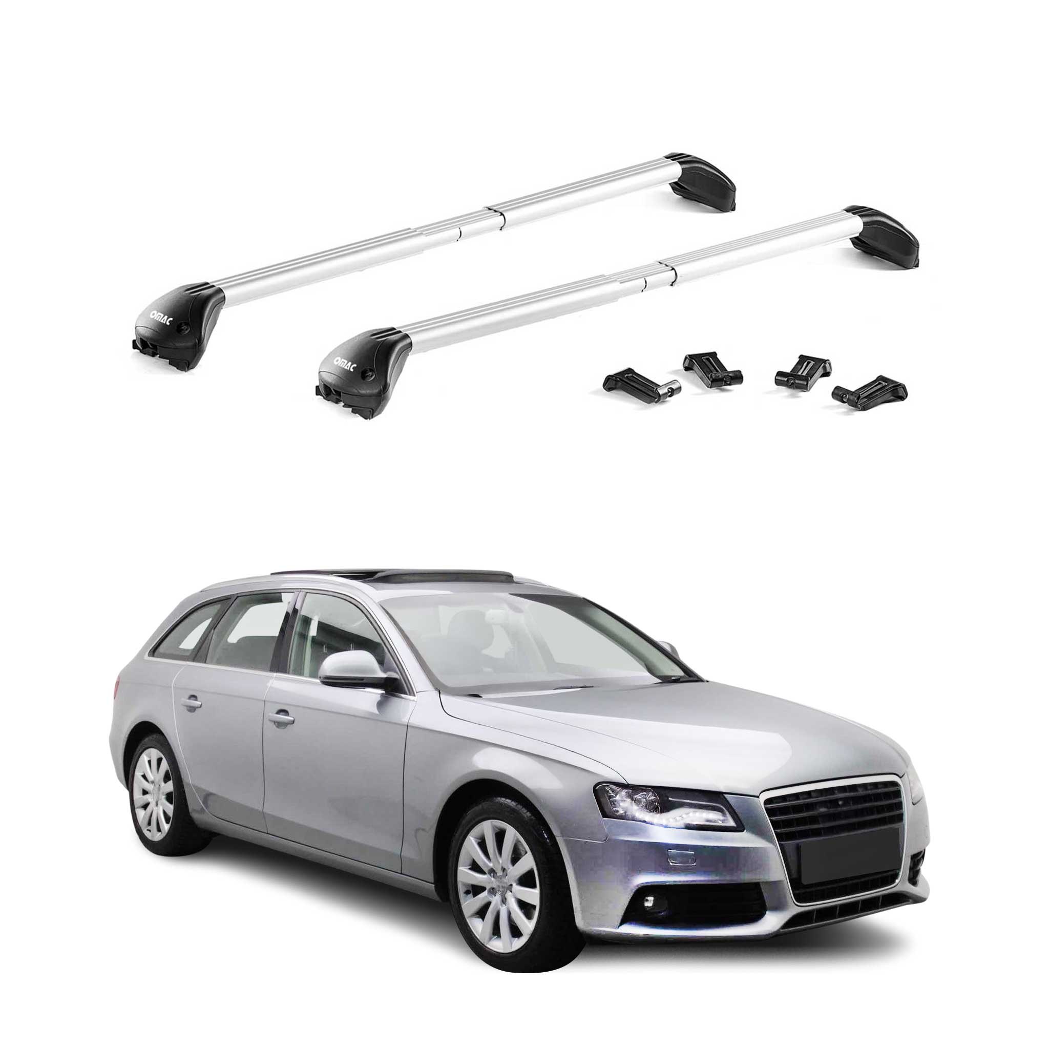 Barres de toit transversales pour Audi A4 Break B8 2008-2015 Alu Gris 2x ABE