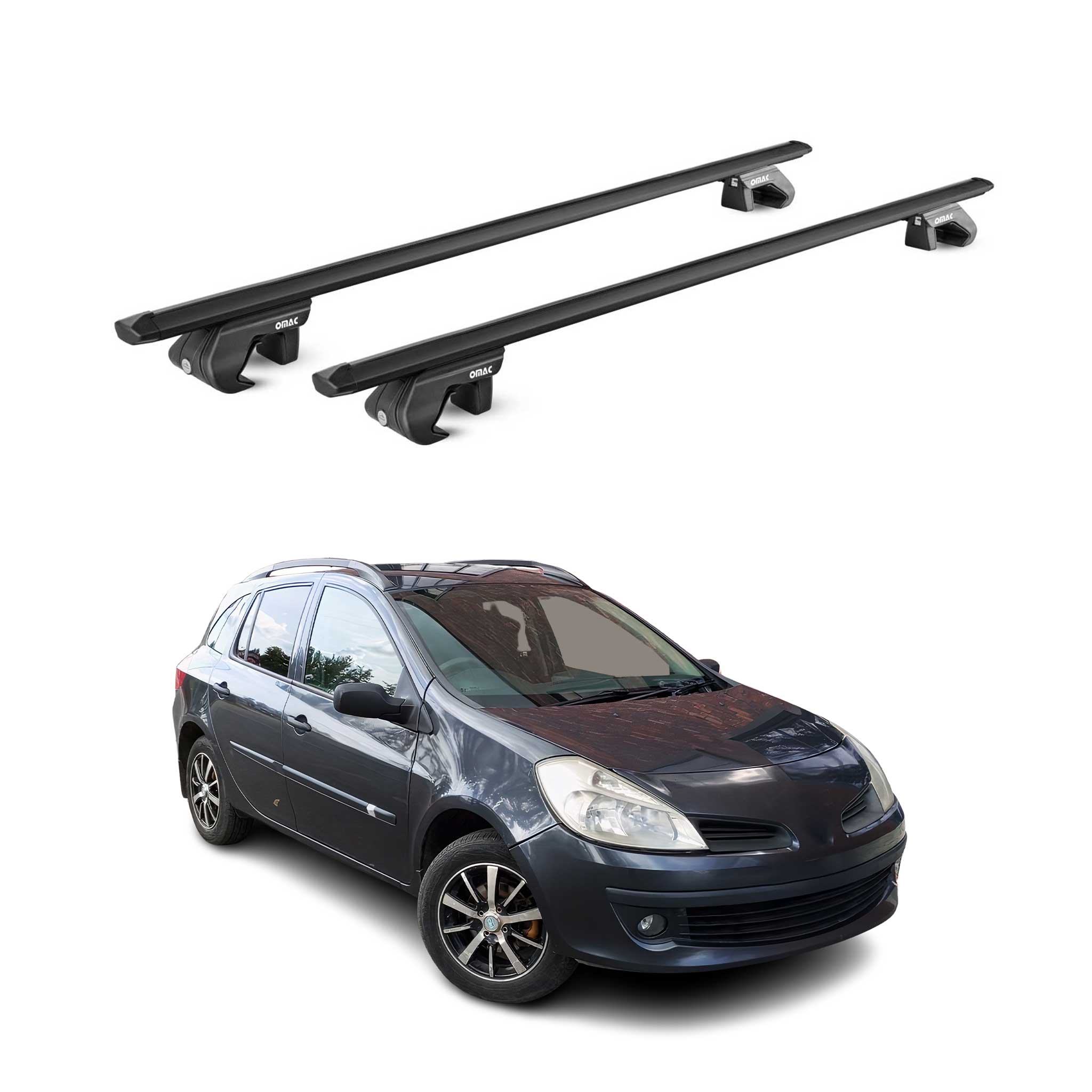 Barres de toit transversales pour Renault Clio III IV Break 2008-20 Noir ABE