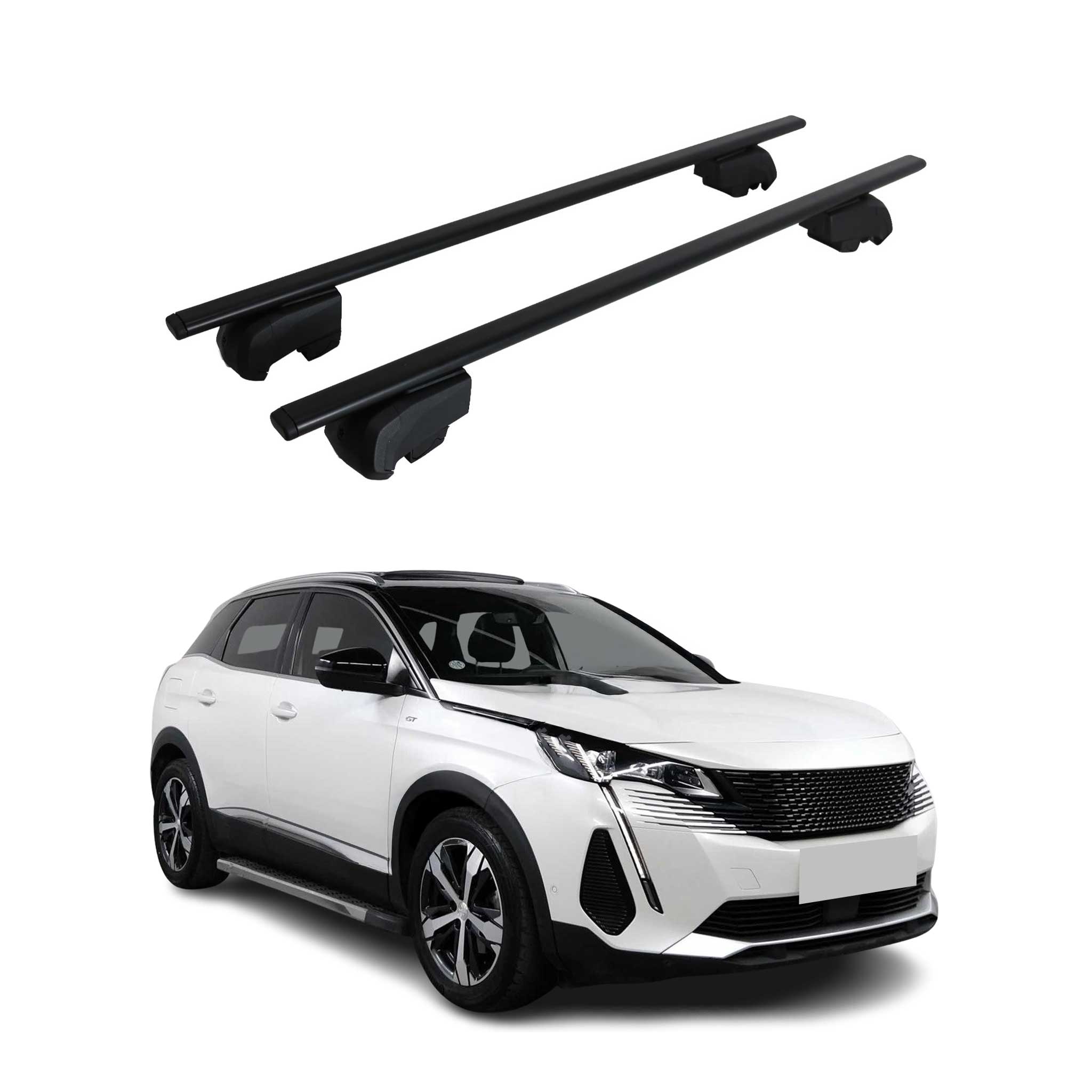 Barres de toit Transversales pour Peugeot 3008 2016-2023 Fer Noir ABE