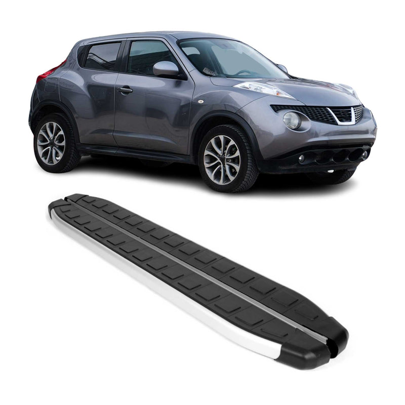 Marchepieds Latéraux pour Nissan Juke 2010-2019 Aluminium Noir Gris 2Pcs