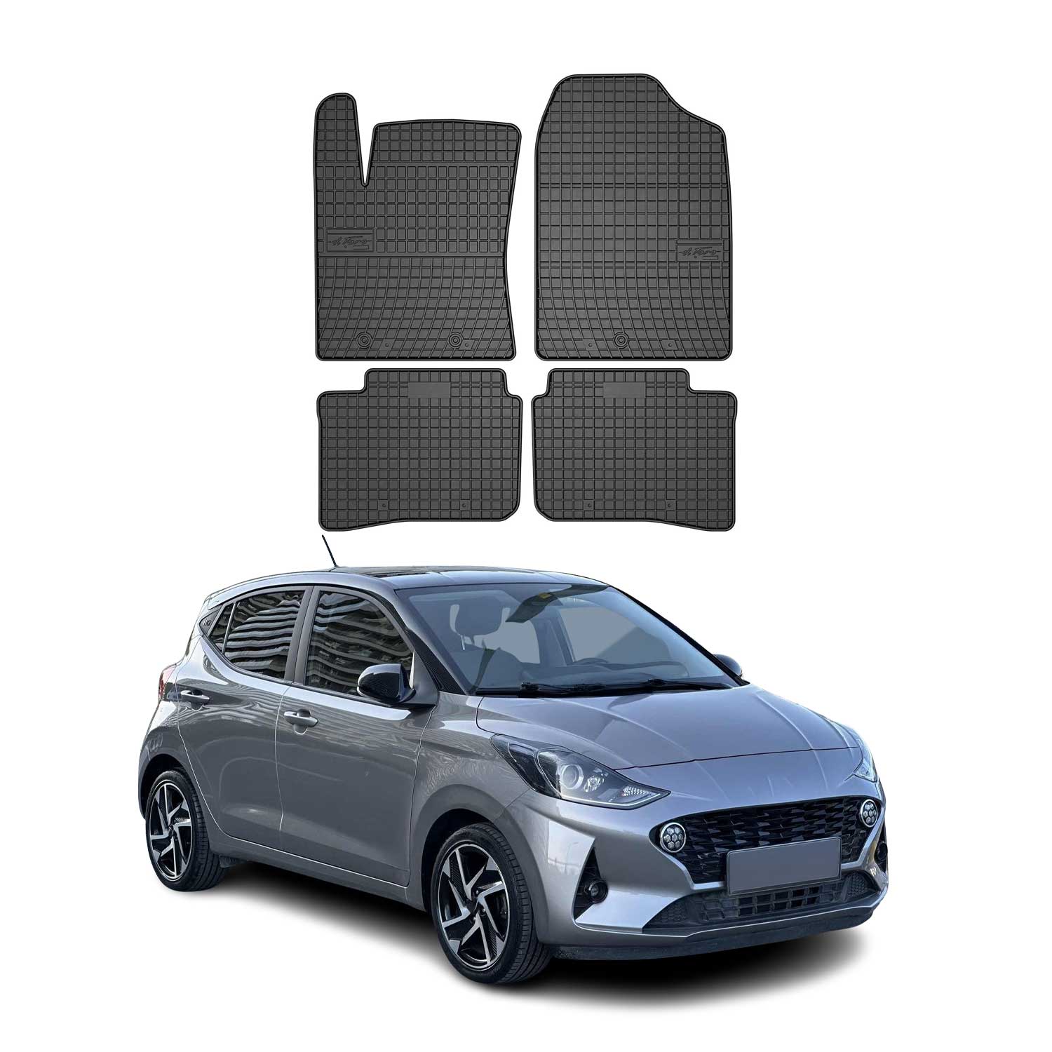 Tapis de Sol pour Hyundai i10 2020-2026 Caoutchouc Noir