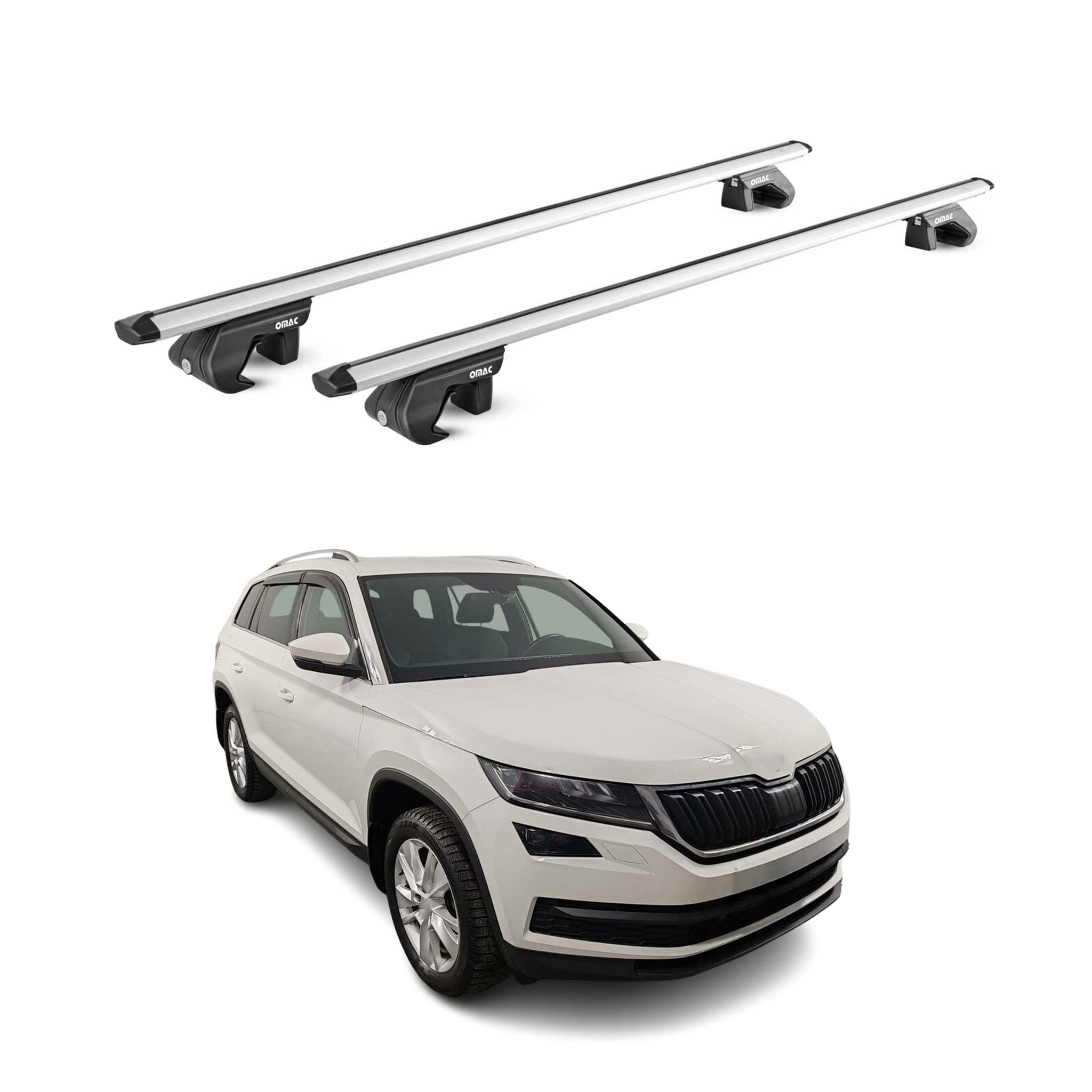 Barres de toit transversales pour Skoda Kodiaq 2016-2024 Alu Gris 2x ABE