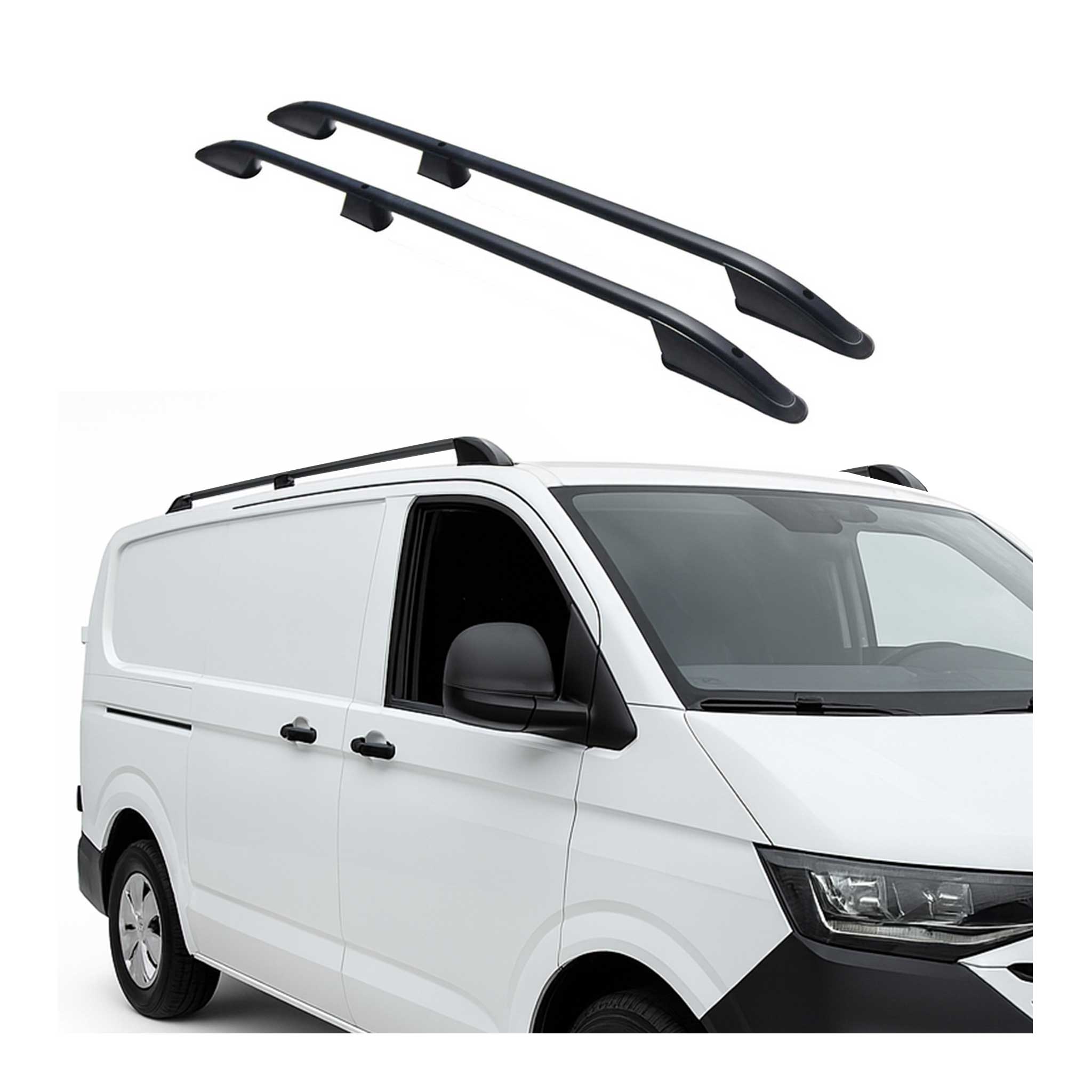 Barres de toit longitudinales pour VW T7 Transporter 2023-2026 L2 Long Alu Noir