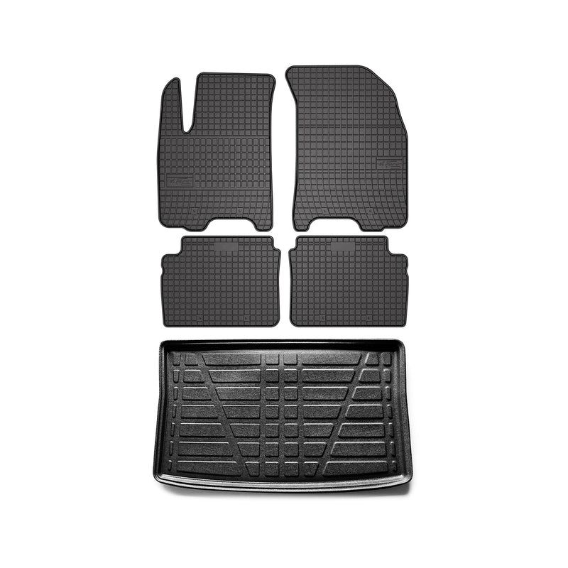 Kit Tapis de sol et coffre pour Chevrolet Kalos 2005-2008 TPE Noir