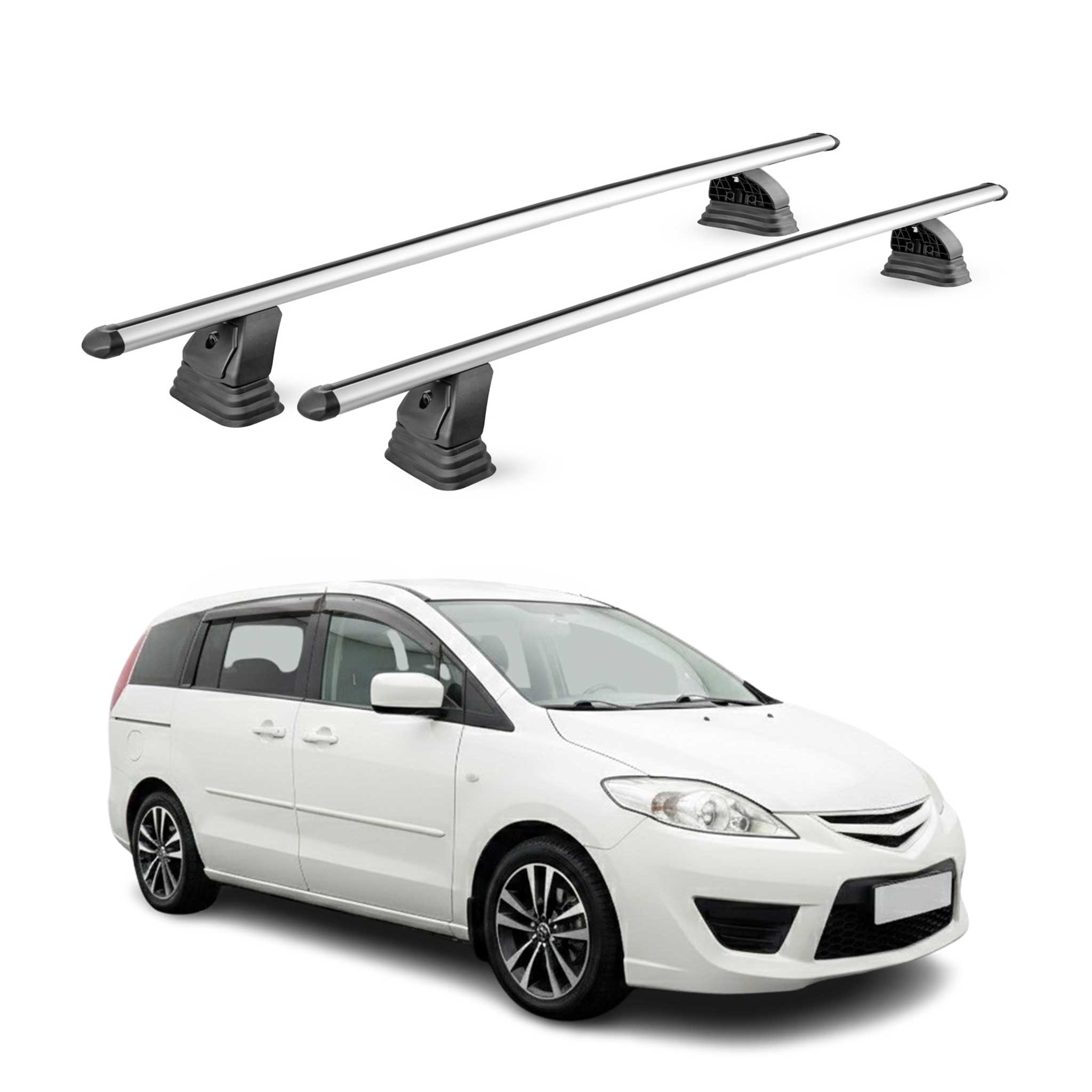 Barres de toit transversales Alu pour Mazda 5 2005-2015 TÜV 75 kg Gris 2Pcs