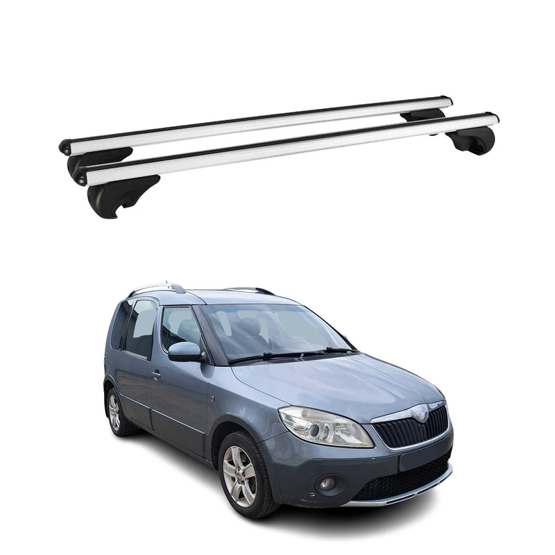 Barres de toit Transversales pour Skoda Roomster Praktik 2006-2015 Alu Argent