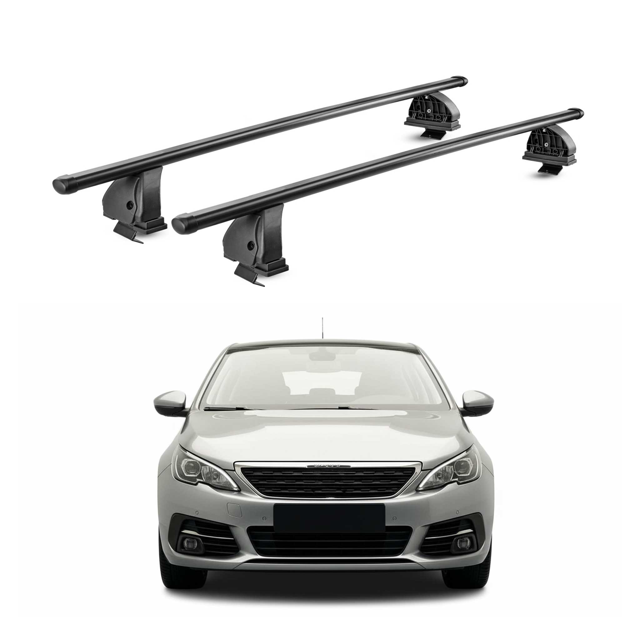 Barres de toit transversales acier pour Peugeot 308 II HB Break 2013-2021 Noir