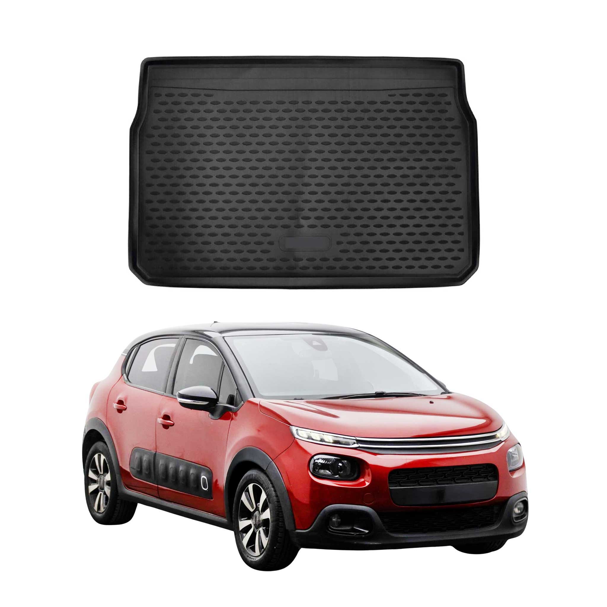 OMAC Tapis de coffre pour Citroen C3 2016-2024 en caoutchouc Noir