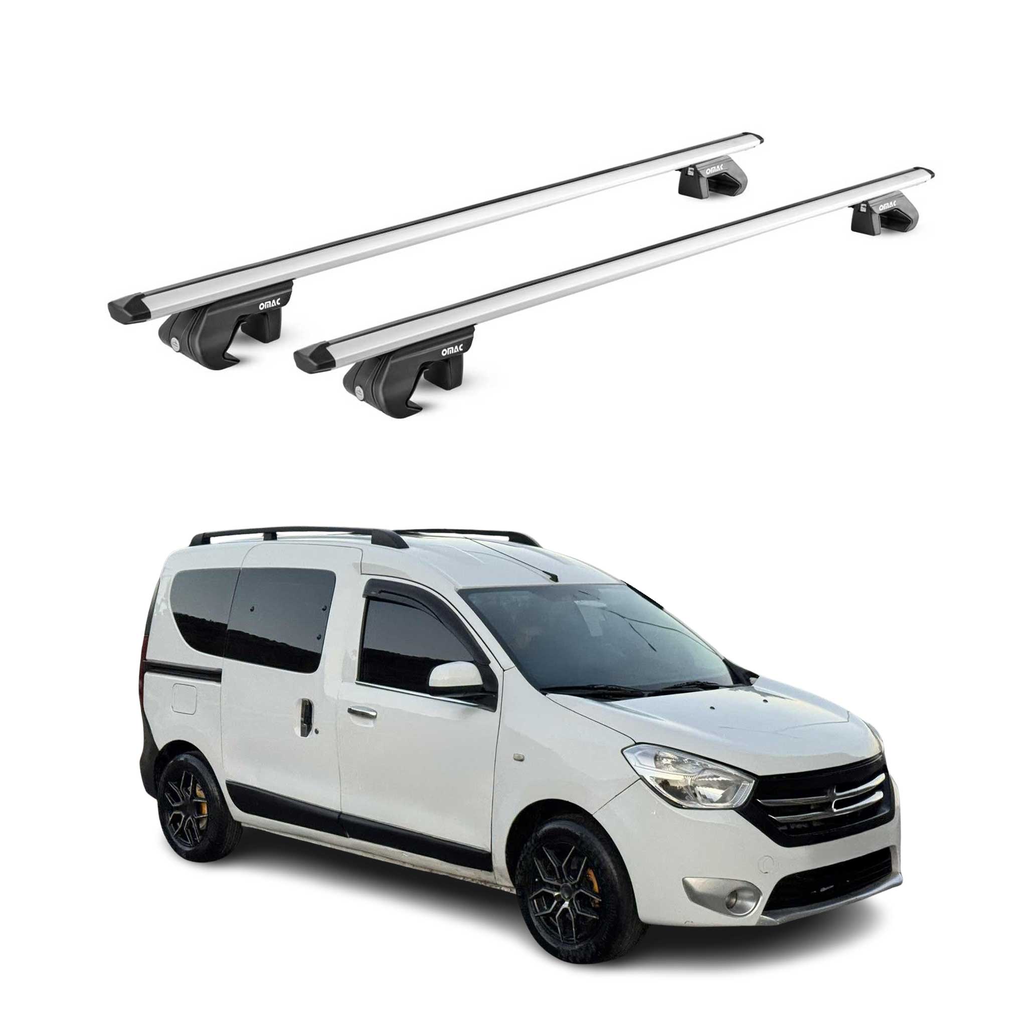 Barres de toit transversales pour Dacia Dokker 2012-2021 Aluminium Gris 2x ABE