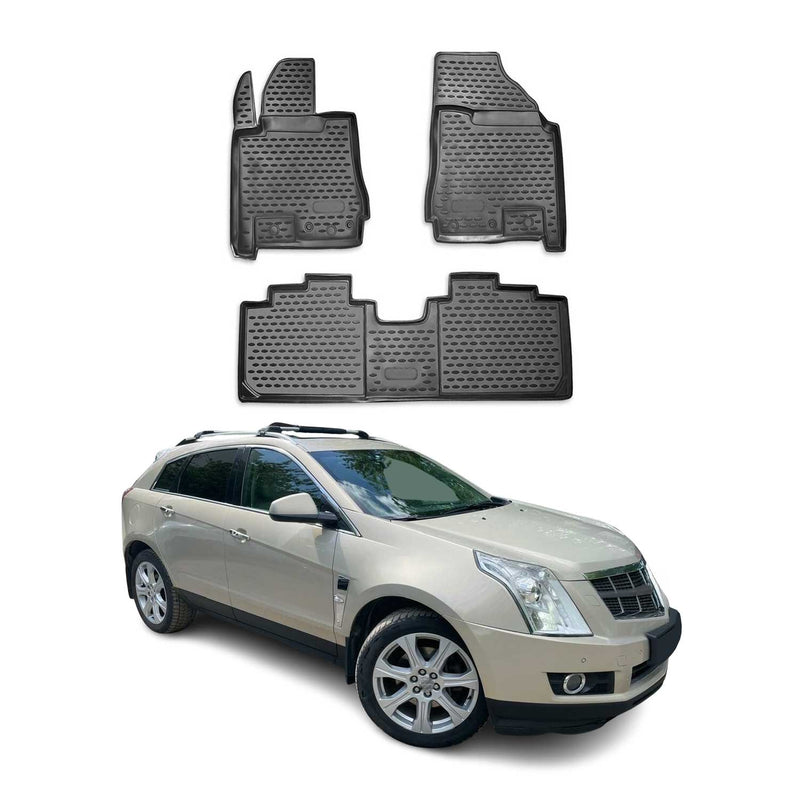 Tapis de sol pour Cadillac SRX 2010-2016 en caoutchouc TPE 3D Noir 3Pcs