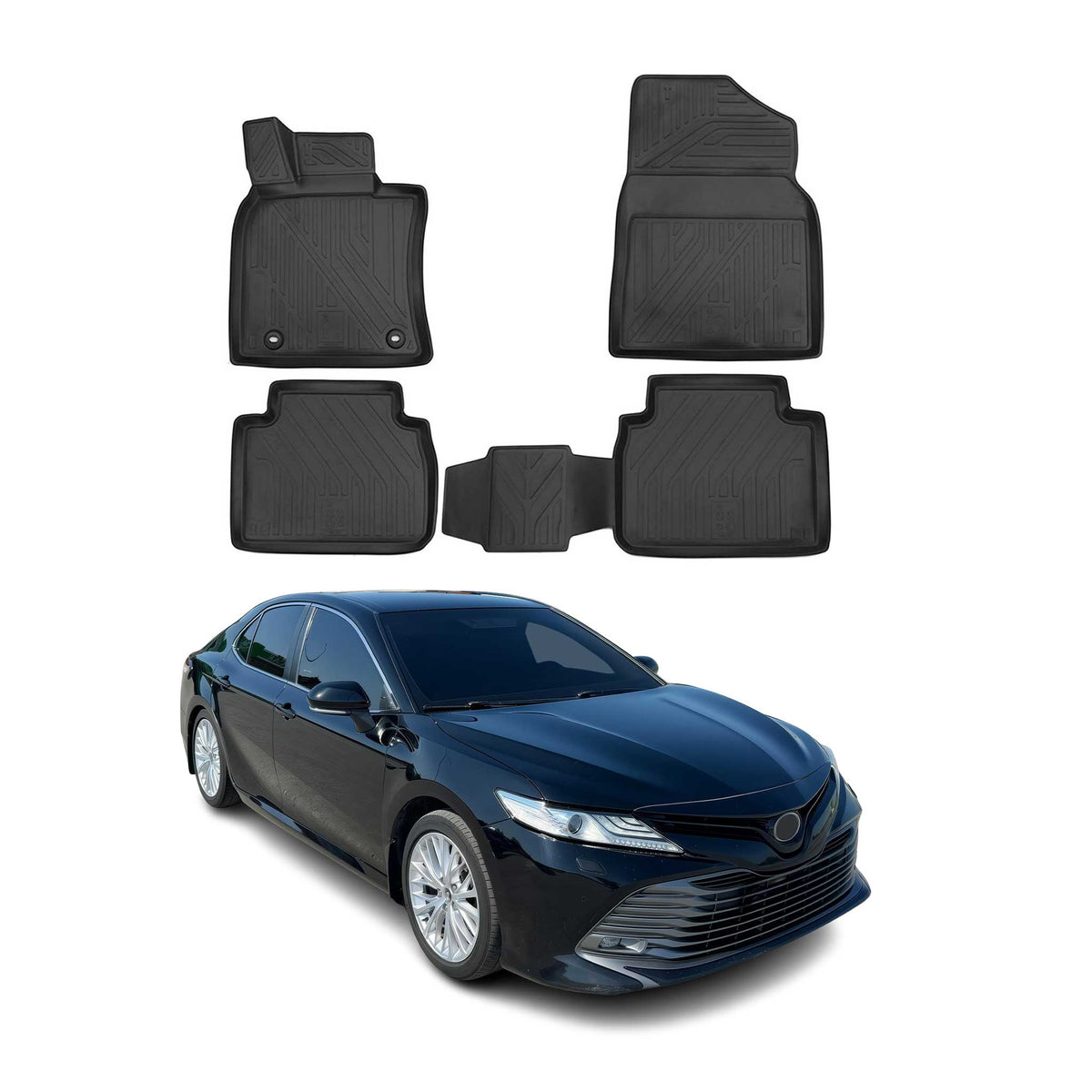 Tapis de sol pour Toyota Camry XV70 2018-2022 en caoutchouc TPE 3D Noir 4Pcs