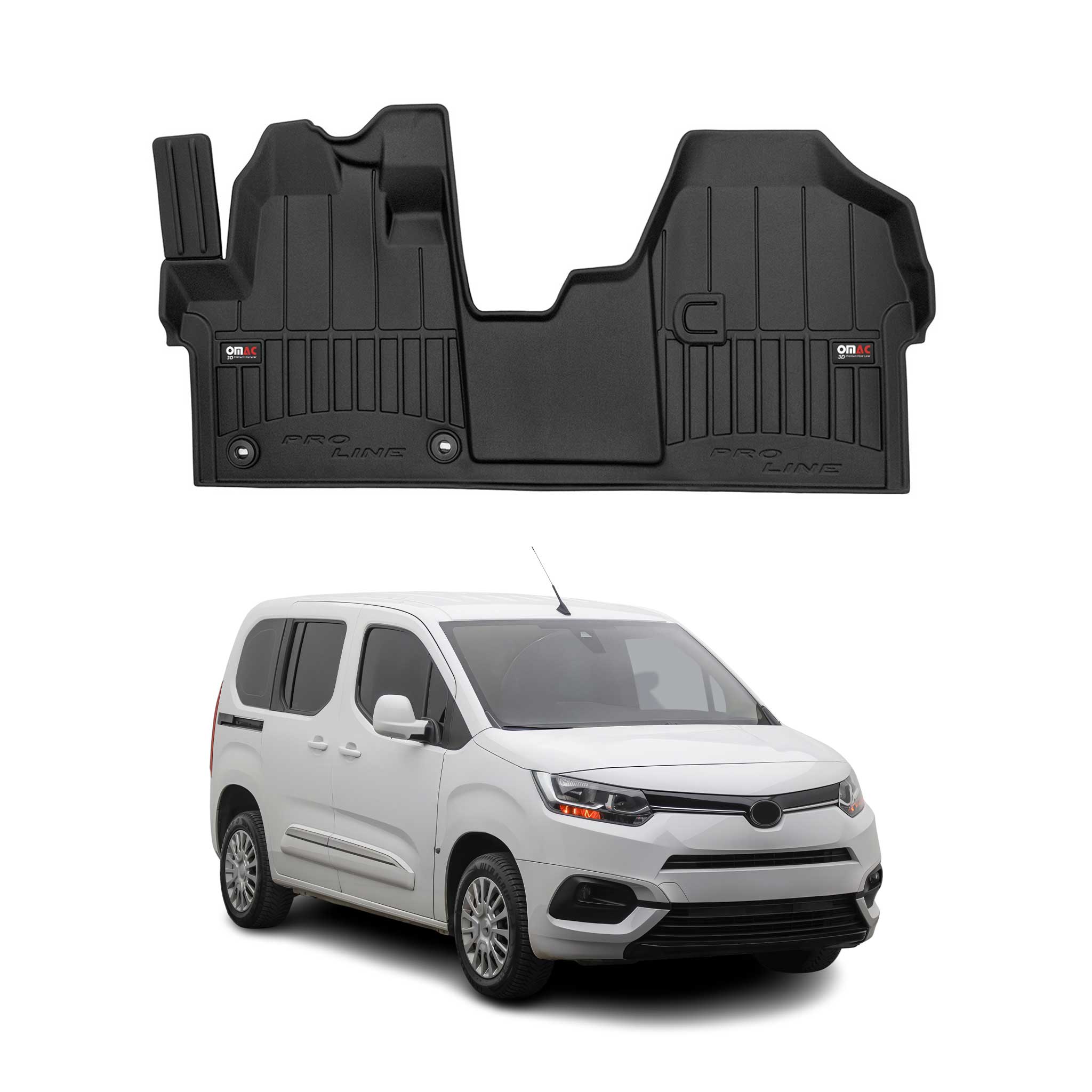 Tapis de Sol pour Toyota Proace 2016-2026 Caoutchouc TPE Noir