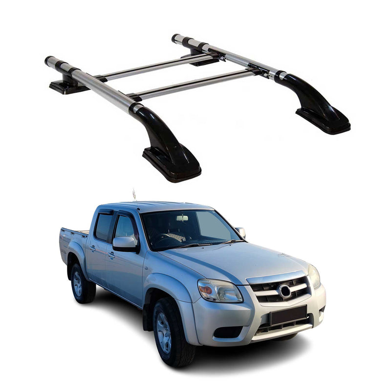 KIT Barres de toit trans+long pour Mazda BT-50 2007-2012 Aluminium Gris