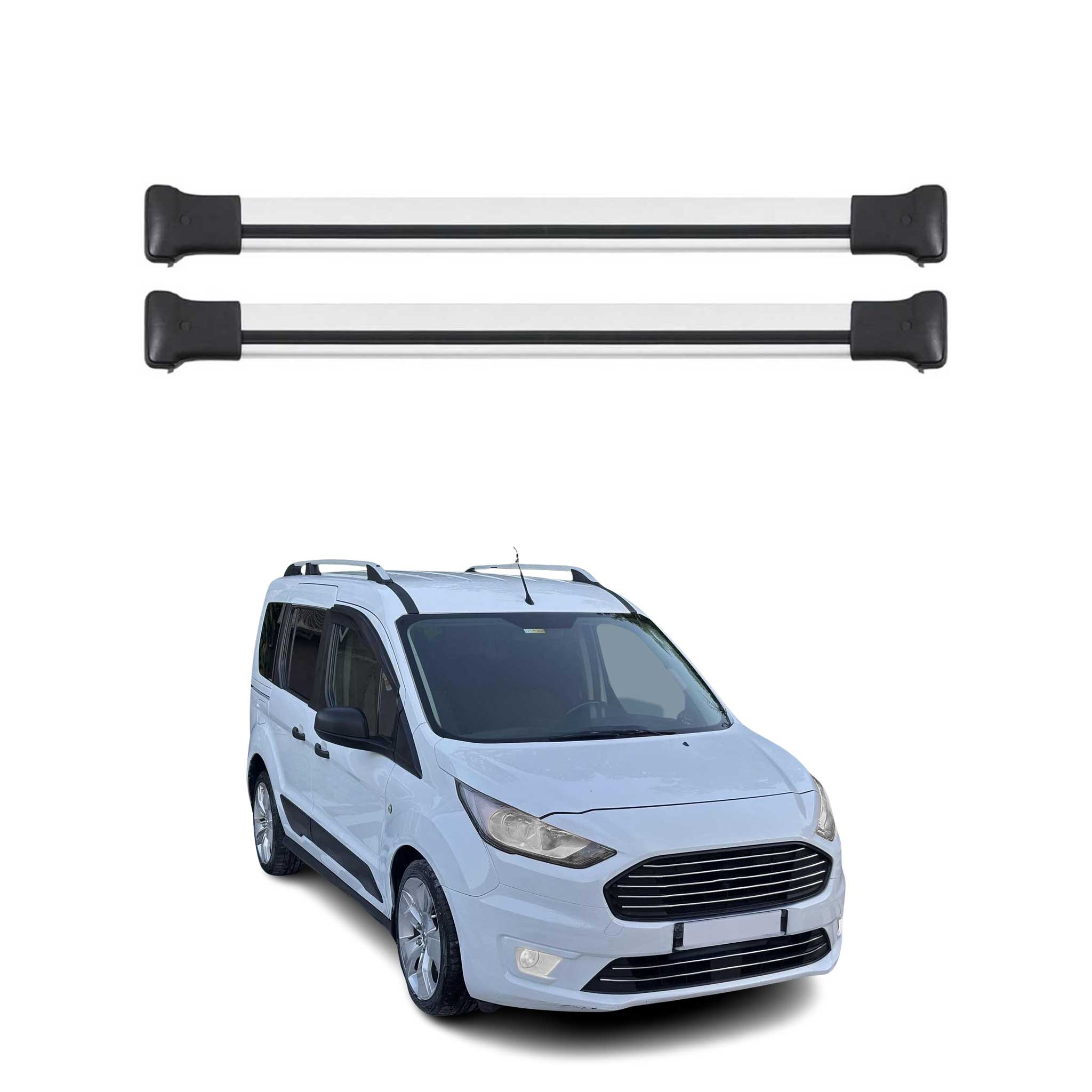 Barres de Toit Transversales pour Ford Connect 2014-2021 2pcs Alu Gris ABE