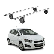 Barres de toit transversales Alu pour Chevrolet Aveo II HB 2012-2016 Pre-FL Gris