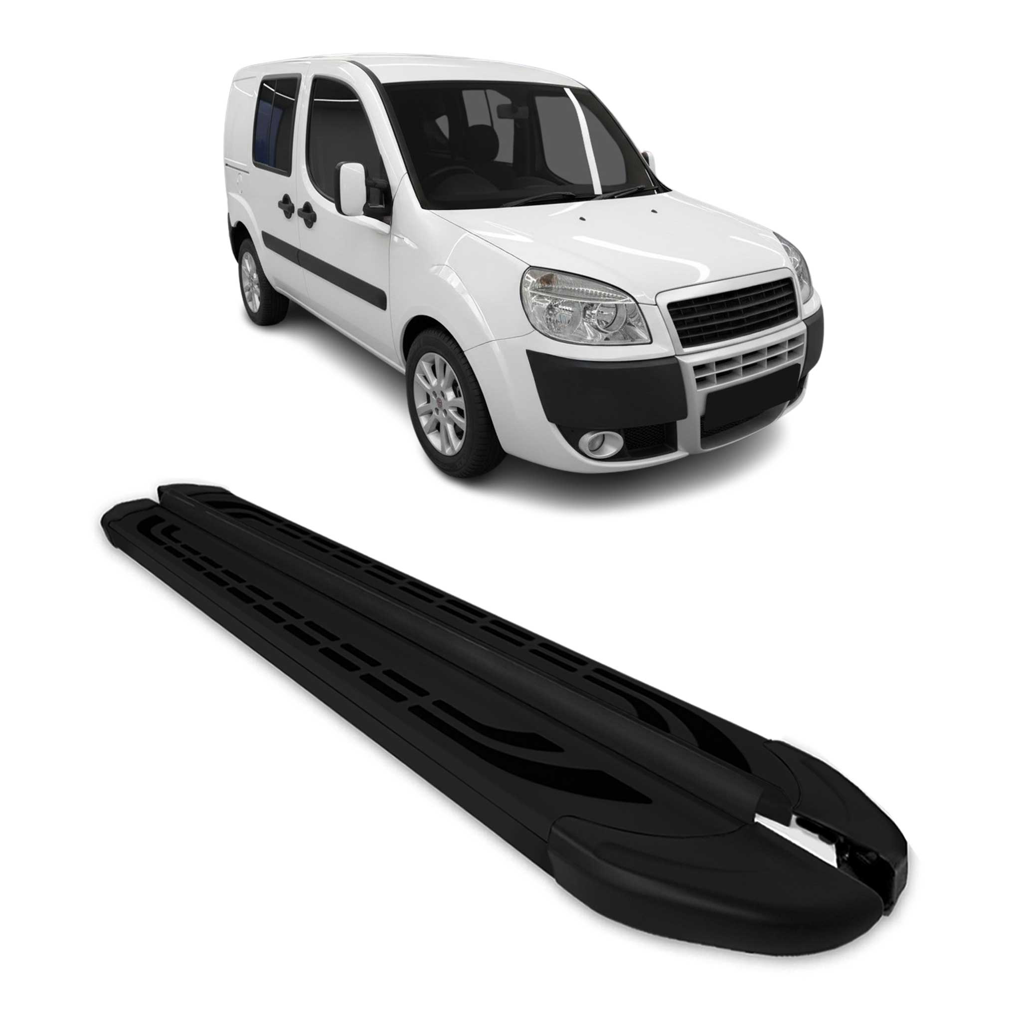 Marchepieds Latéraux pour Fiat Doblo 2000-2010 L1 Aluminium Noir Court 2Pcs