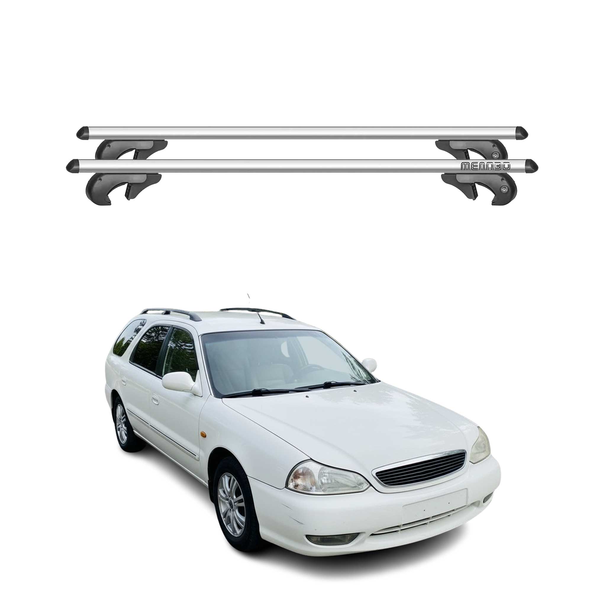 Barres de toit transversales pour Kia Clarus 1995-2001 90kg Alu Gris 2tlg