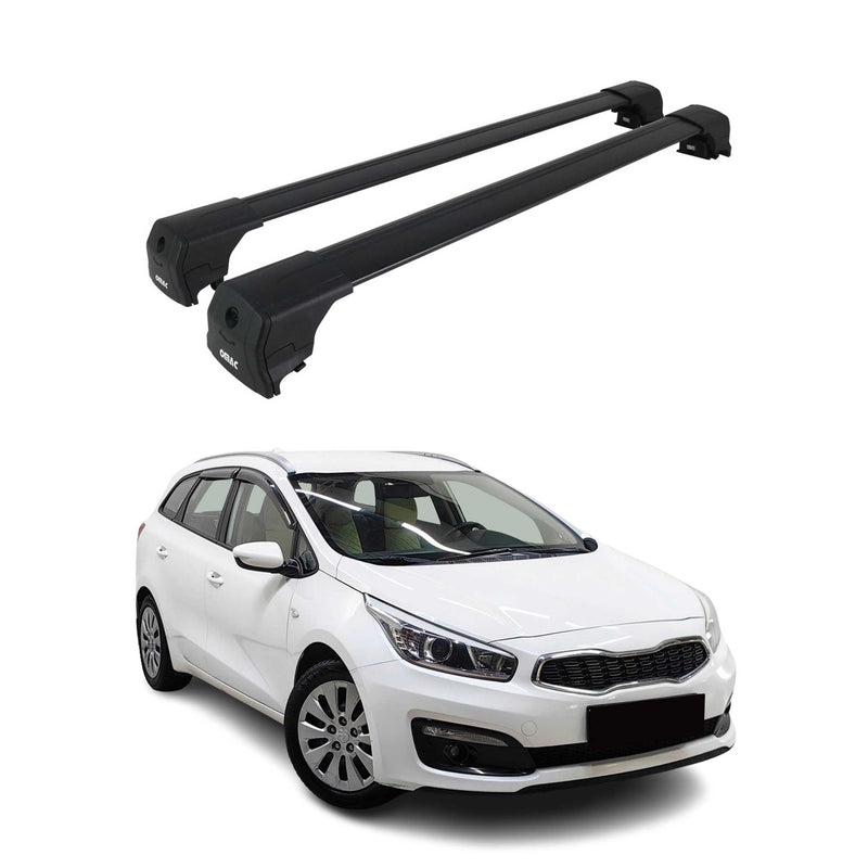 Barres De Toit pour Kia Cee'd Estate Break 2012-2018 Aluminium Noir ABE