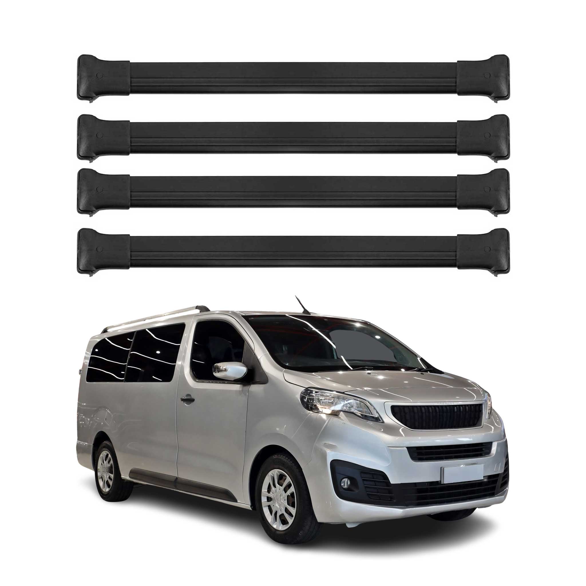 Barres de Toit transversales pour Fiat Scudo 2022-2026 Aluminium Noir 4Pcs