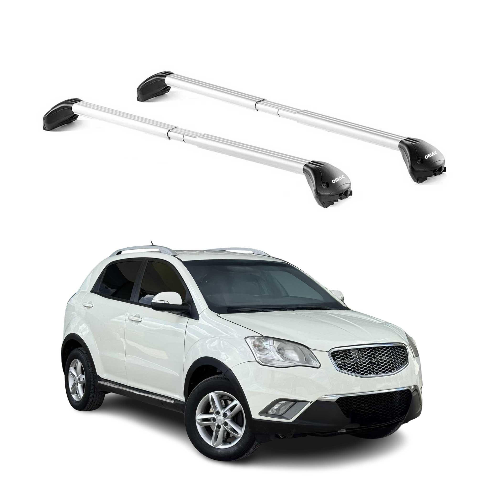 Barres de toit pour Ssangyong Korando 2010-2019 5P Gris Argenté 2 pièces ABE