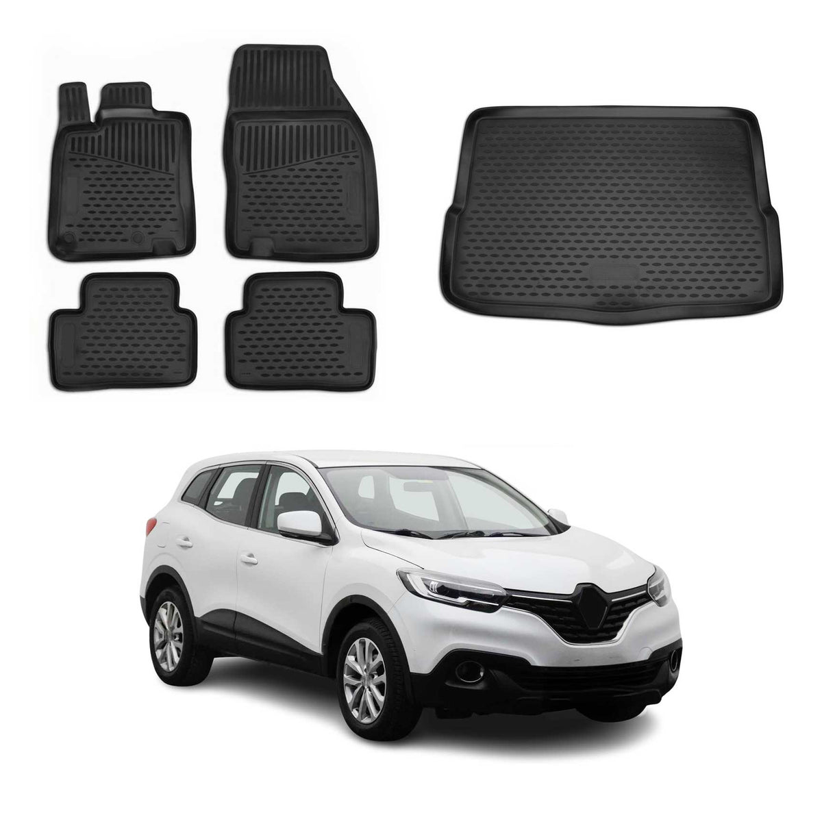 OMAC Kit Tapis de Sol et Coffre pour Renault Kadjar 2015-2022 inférieur