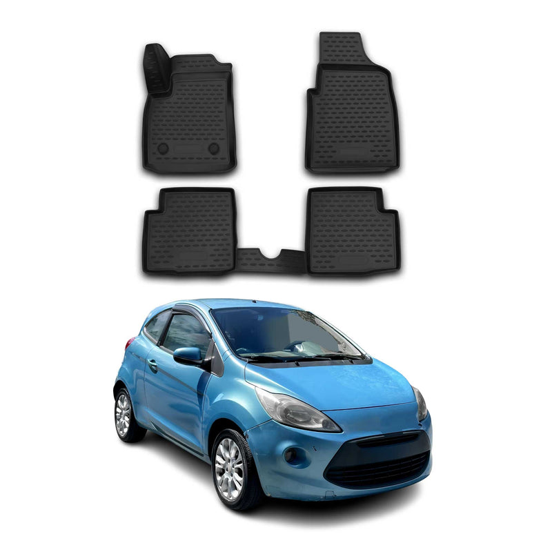OMAC Tapis de sol pour Ford Ka 2008-2016 sur mesure en caoutchouc Noir