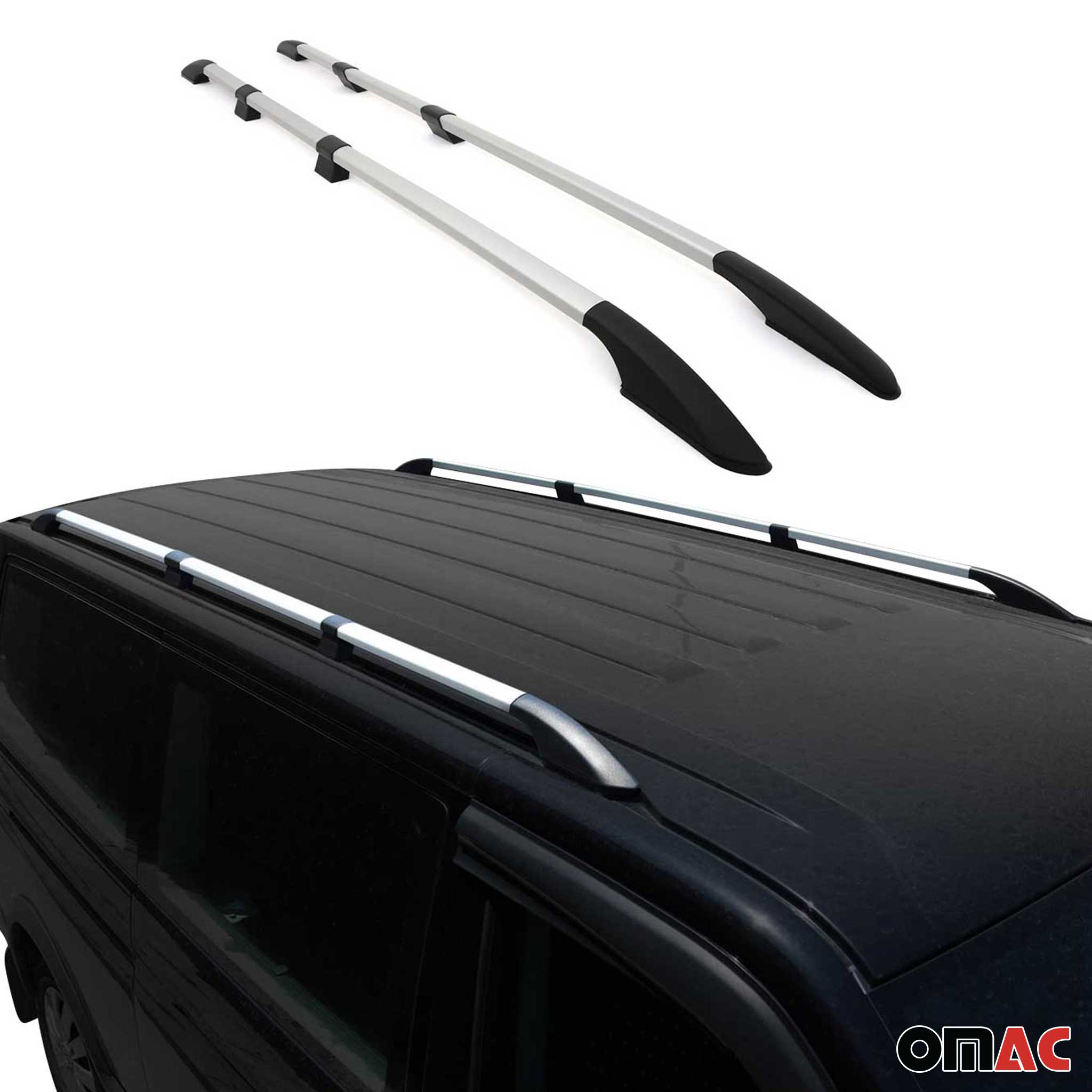 Barres de toit longitudinales pour VW Caddy Maxi 2003-2015 L2 Aluminium Gris