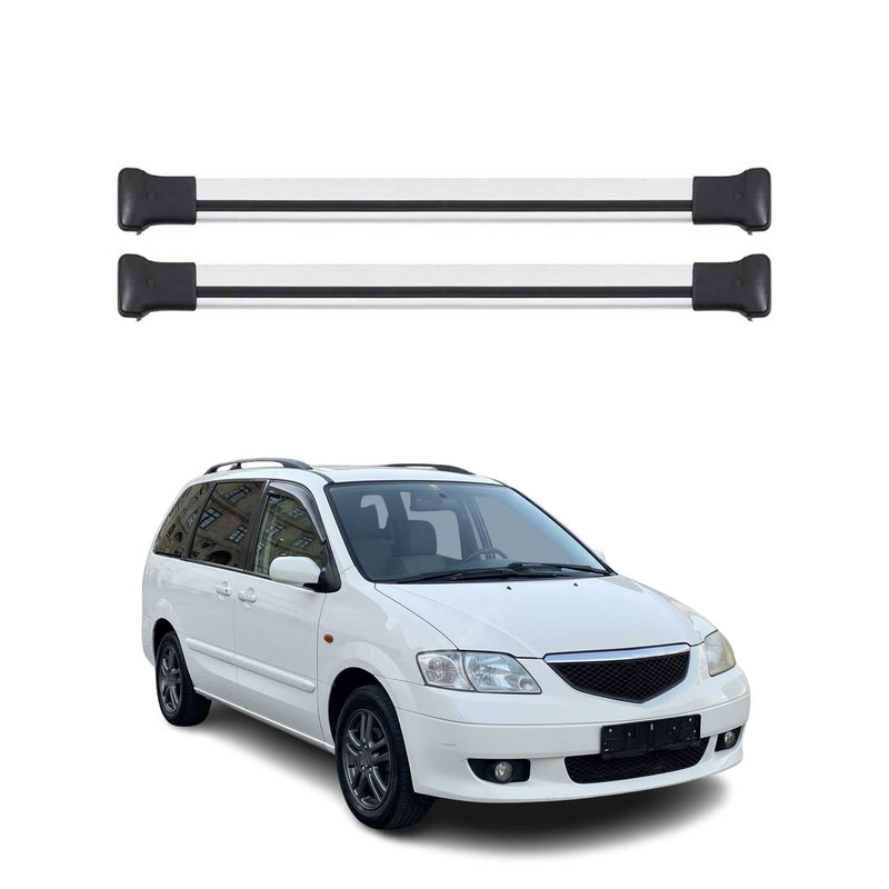 Barres de Toit transversales pour Mazda MPV 1996-2006 Aluminium Argent 2Pcs