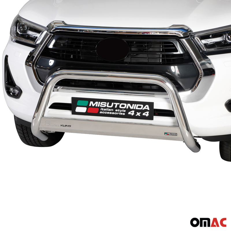 Pare-buffle Avant pour Toyota Hilux 2021-2025 63mm en Acier Inoxydable Argent