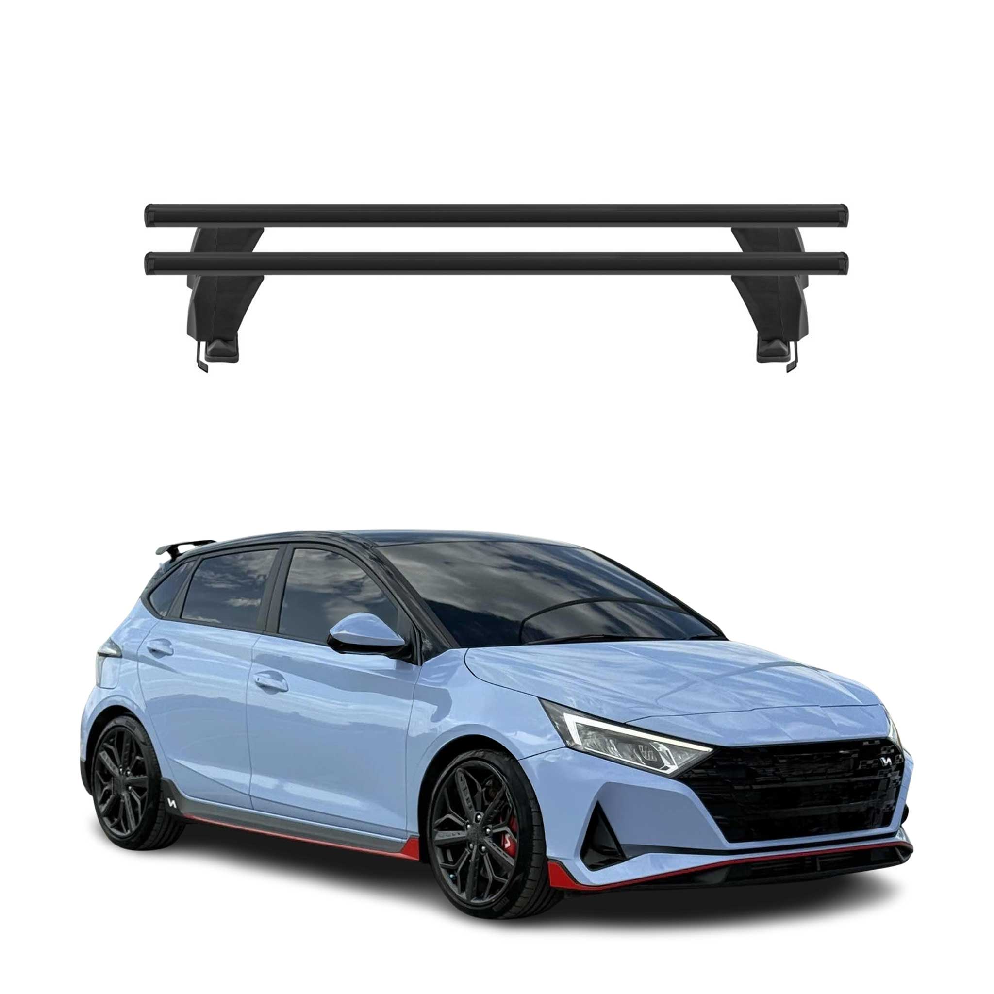 Menabo Barres de toit pour Hyundai i20 / i20 N 2020-2026 Noir Alu ABE 2x