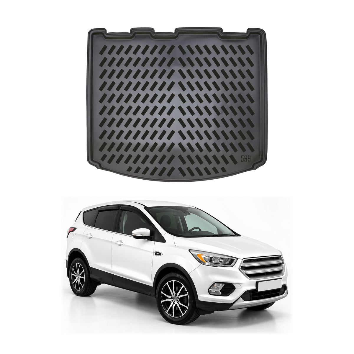 Tapis de coffre pour Ford Kuga 2 2012-2019 Noir 3D en Caoutchouc TPE